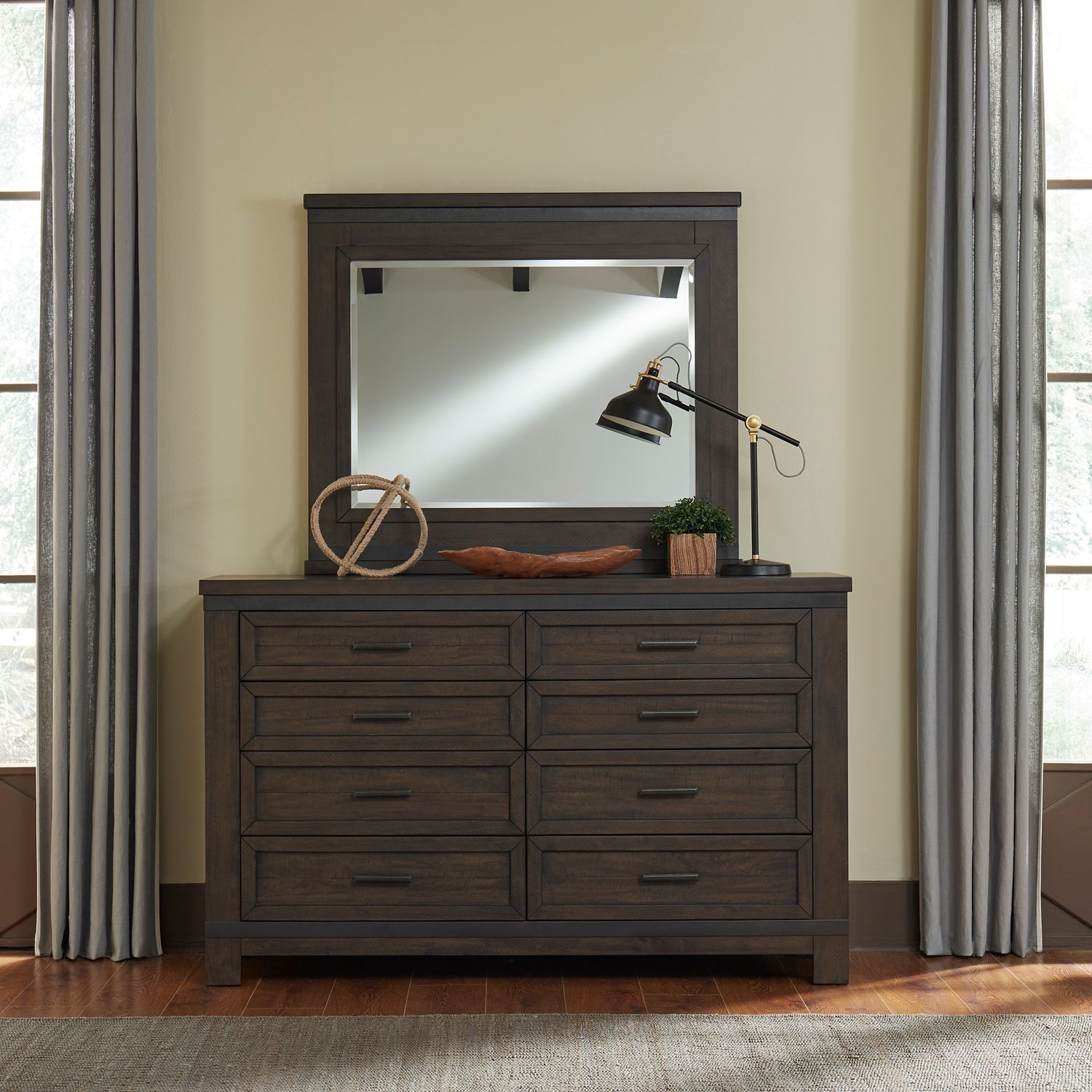 King Bookcase Bed, Dresser & Mirror