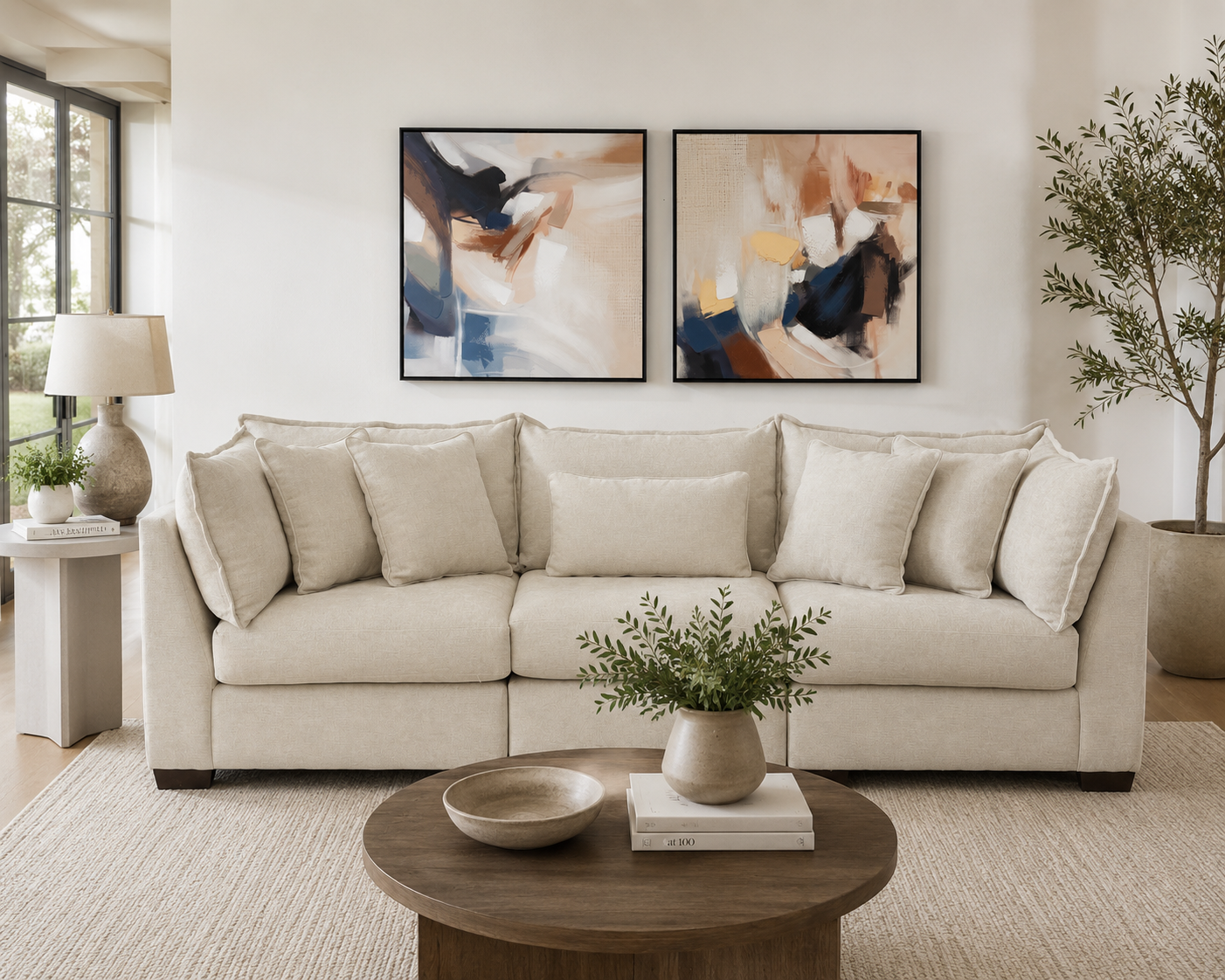 Alina Three seater sofa in ivory