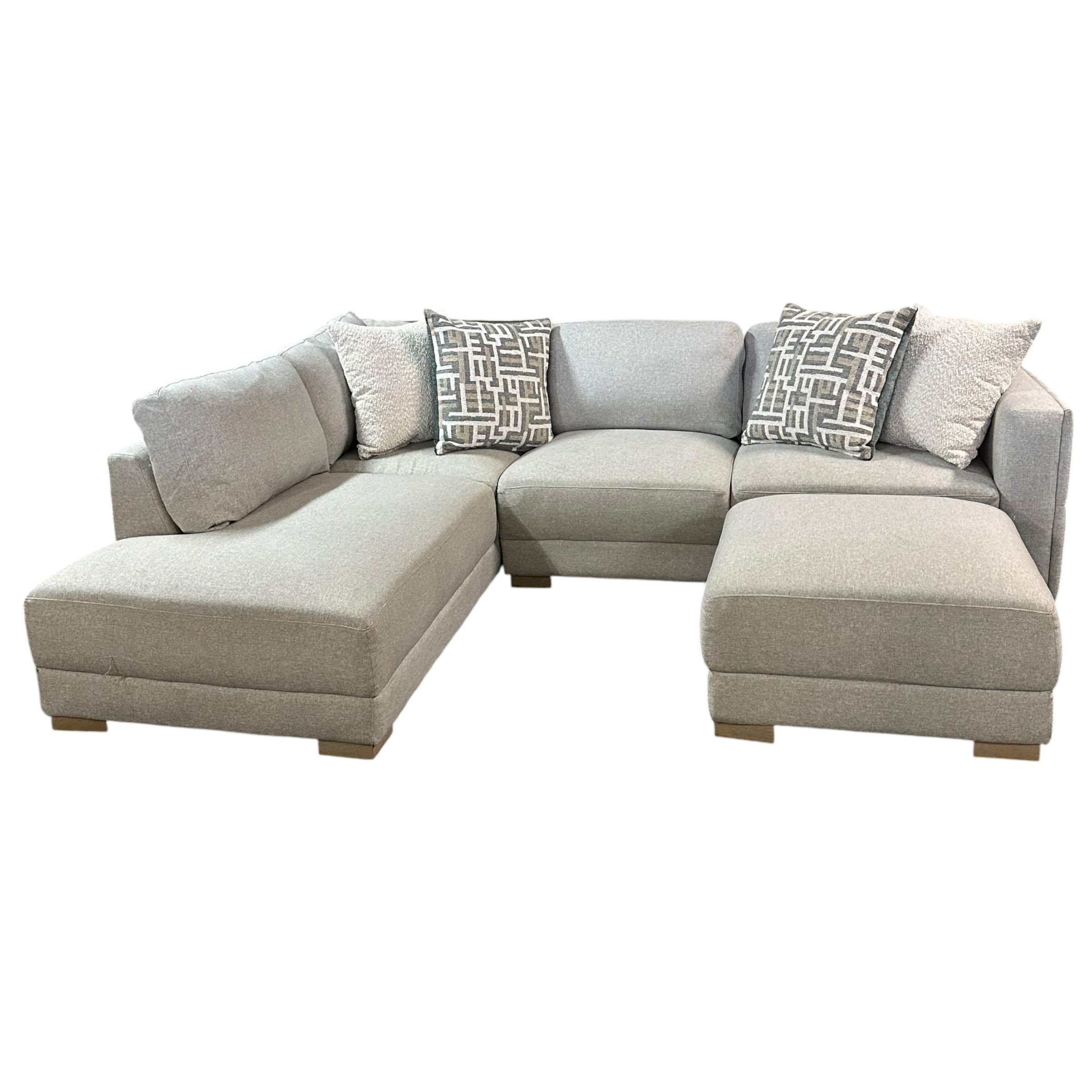 Sectional with LAF Bumper Chaise and Matching Ottoman in Gray