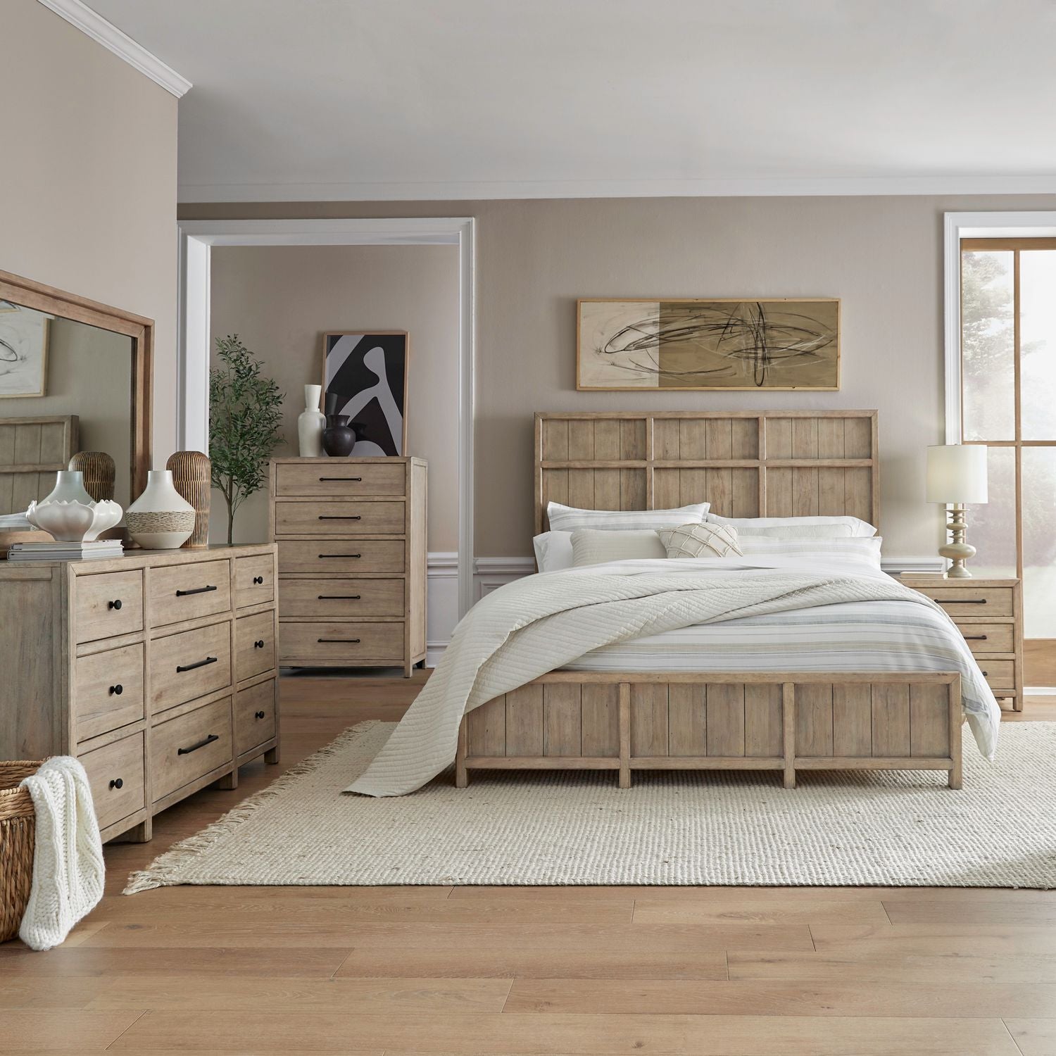 Queen Panel Bed, Dresser & Mirror, Chest, Night Stand