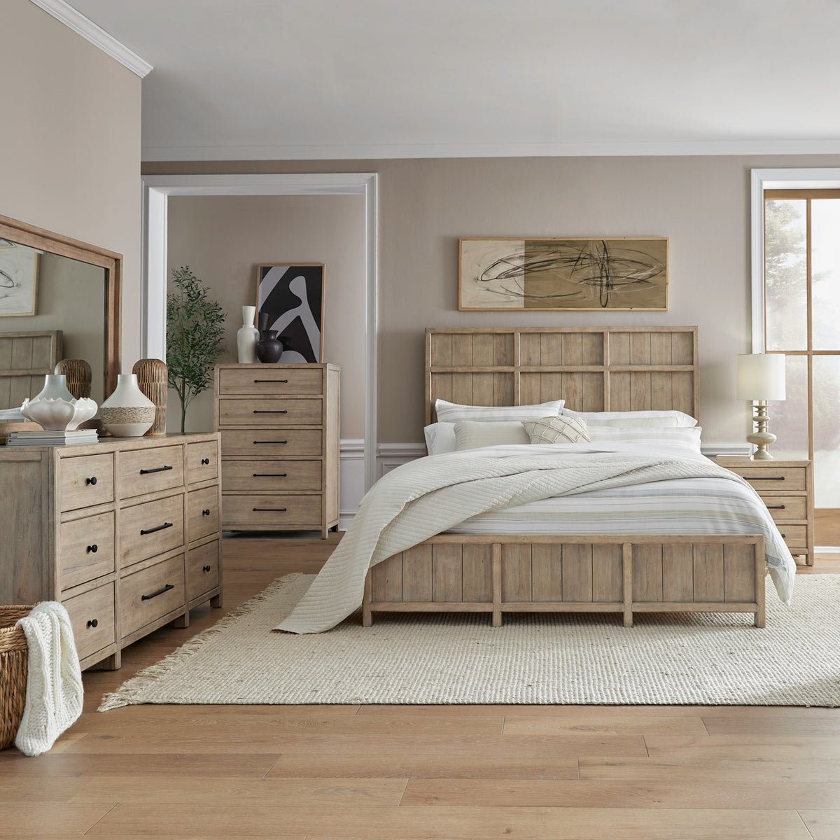 Proximity Place 5-Piece Panel Bed, Dresser, Mirror, Chest & Nightstand Set