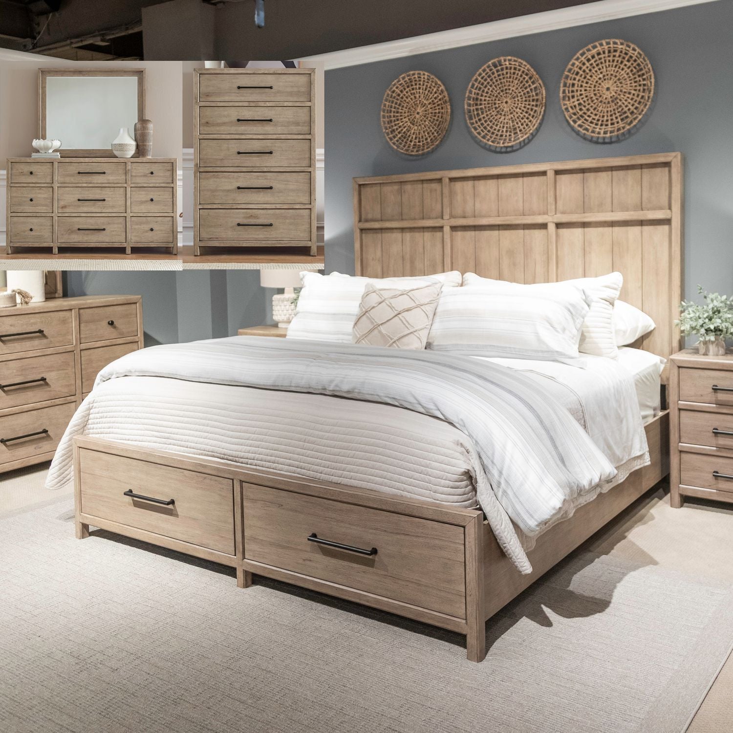 Queen Storage Bed, Dresser & Mirror, Chest