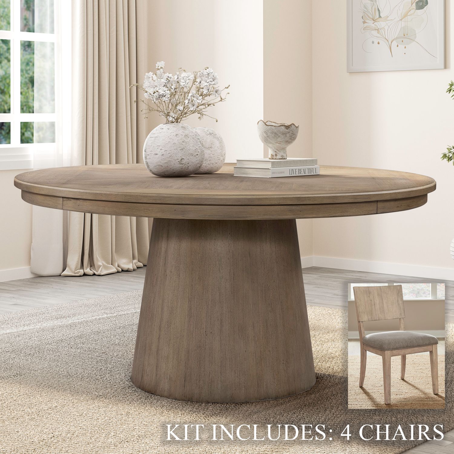 5 Piece Round Ped Table Set