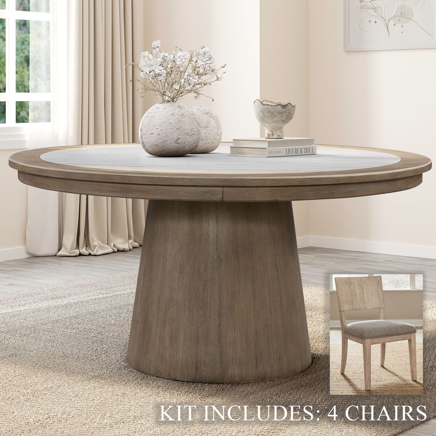 Opt 5 Piece Round Ped Table Set