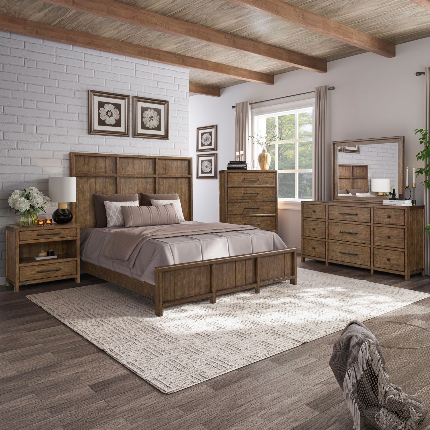 King California Panel Bed, Dresser & Mirror, Chest, Night Stand