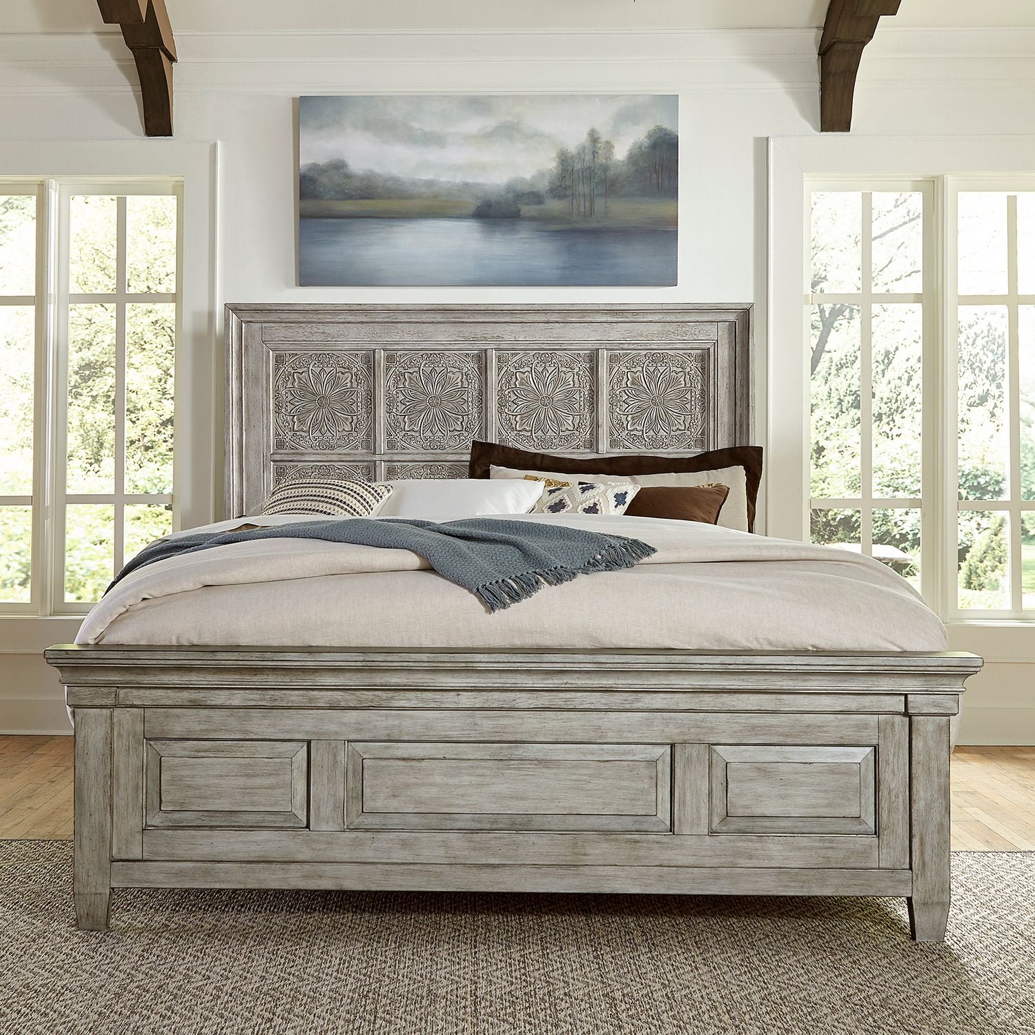 King Opt California Panel Bed, Dresser & Mirror