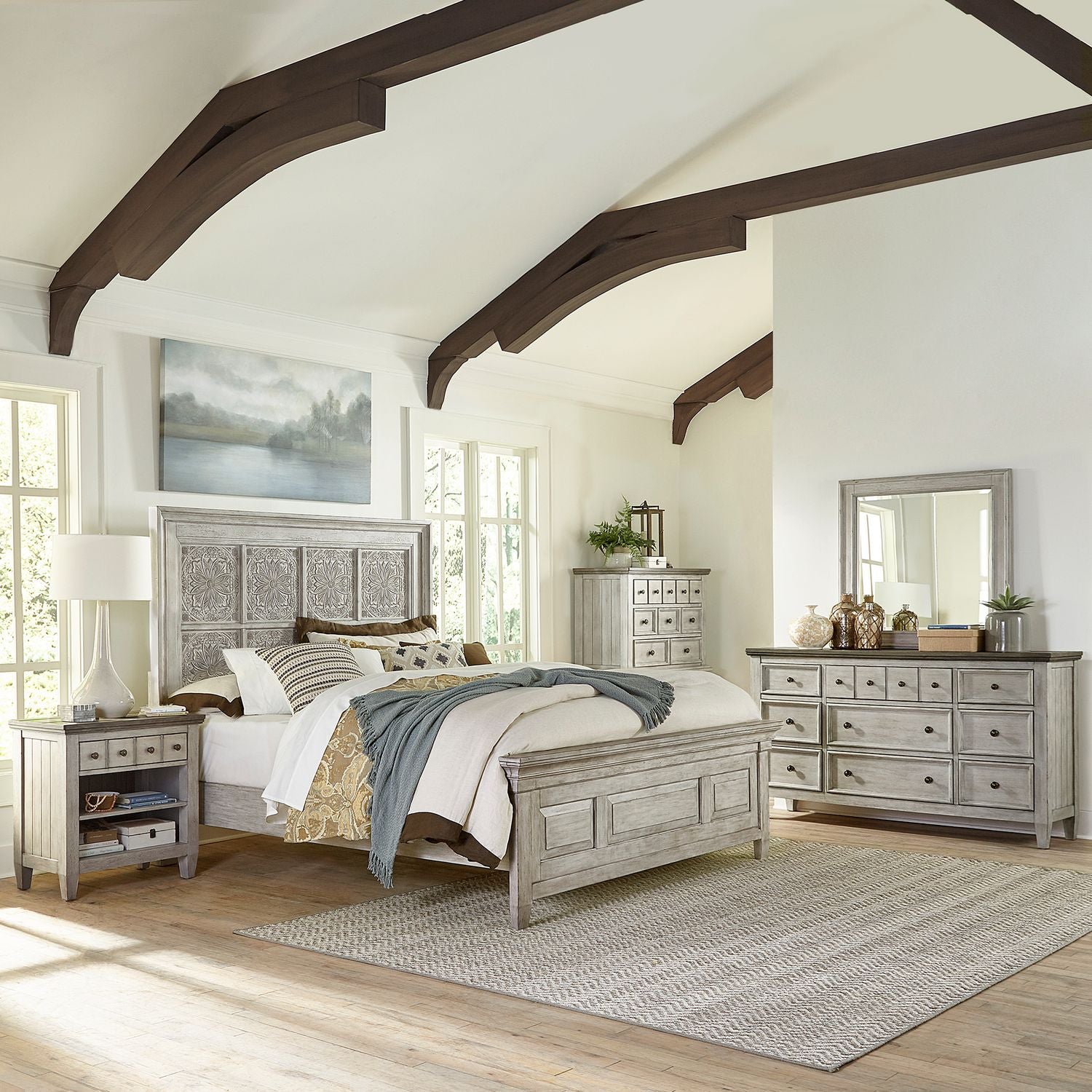 Opt Queen Panel Bed, Dresser & Mirror, Chest, Night Stand
