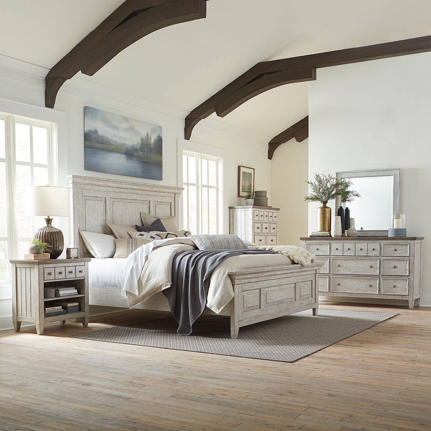 Queen Panel Bed, Dresser & Mirror, Chest, Night Stand