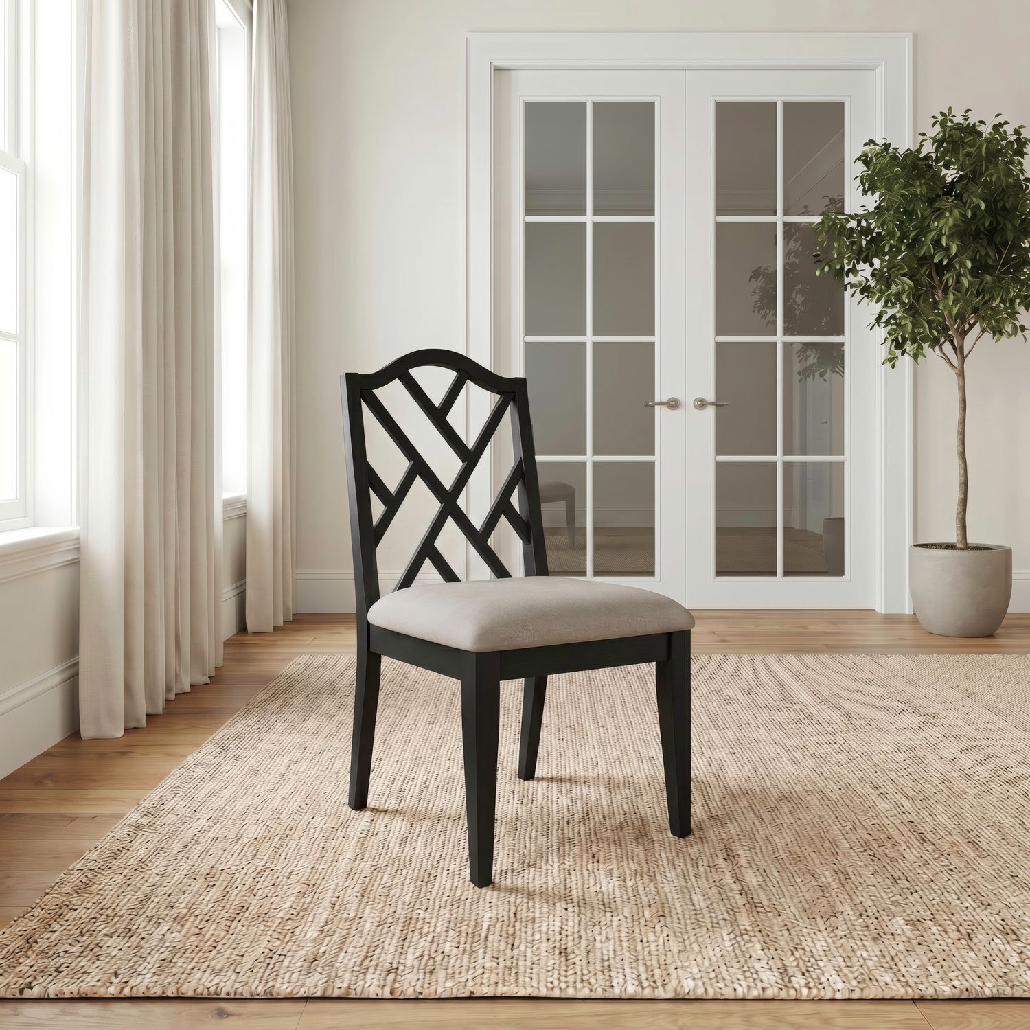 Lattice Back Side Chair (RTA) - Black
