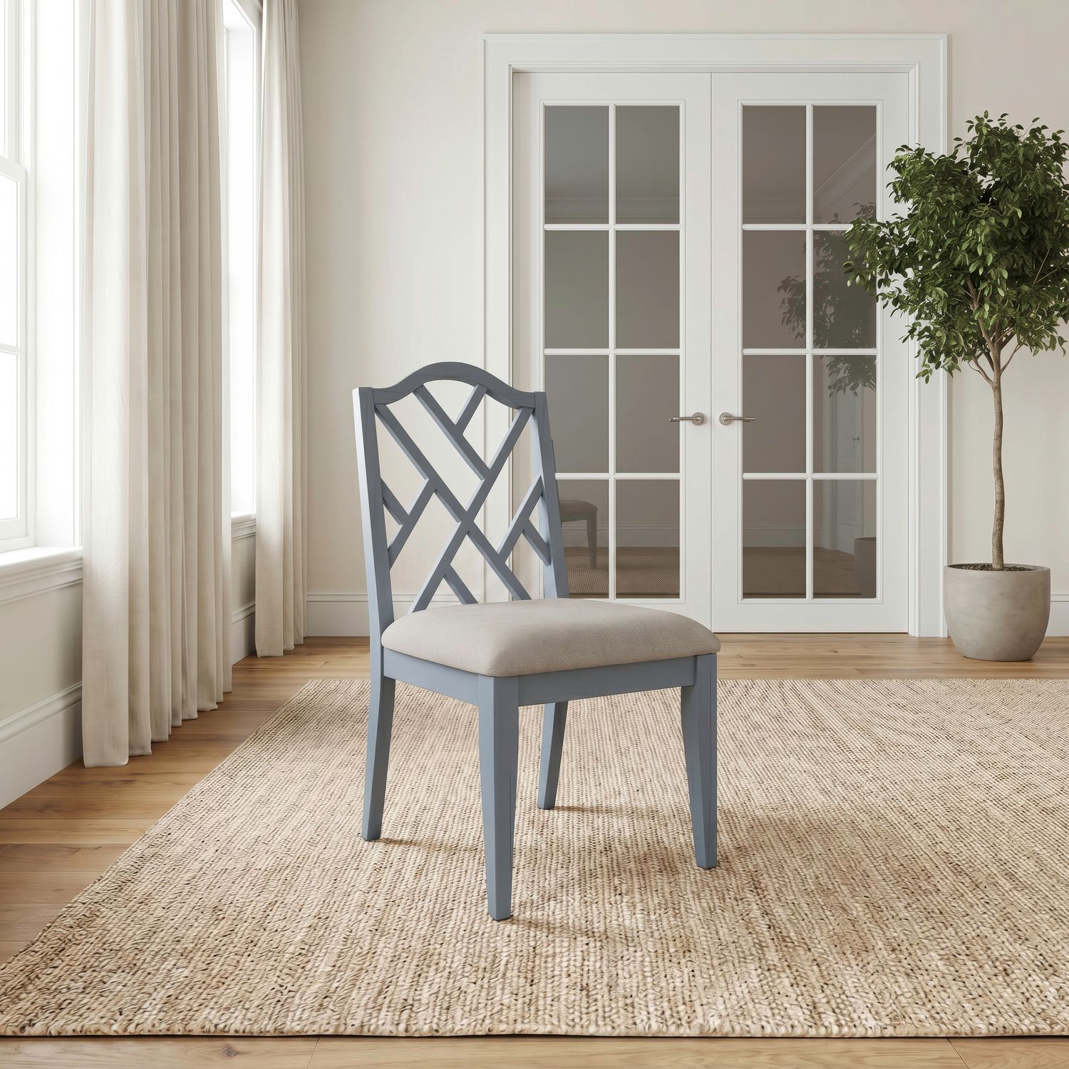 Lattice Back Side Chair (RTA) - Blue