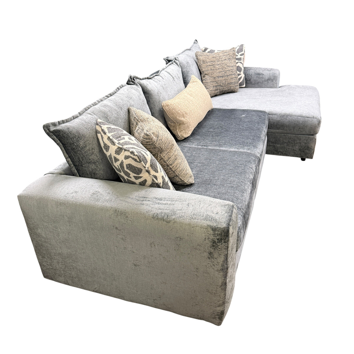 Wicker Sectional with RAF Chaise in Scarborough Steel