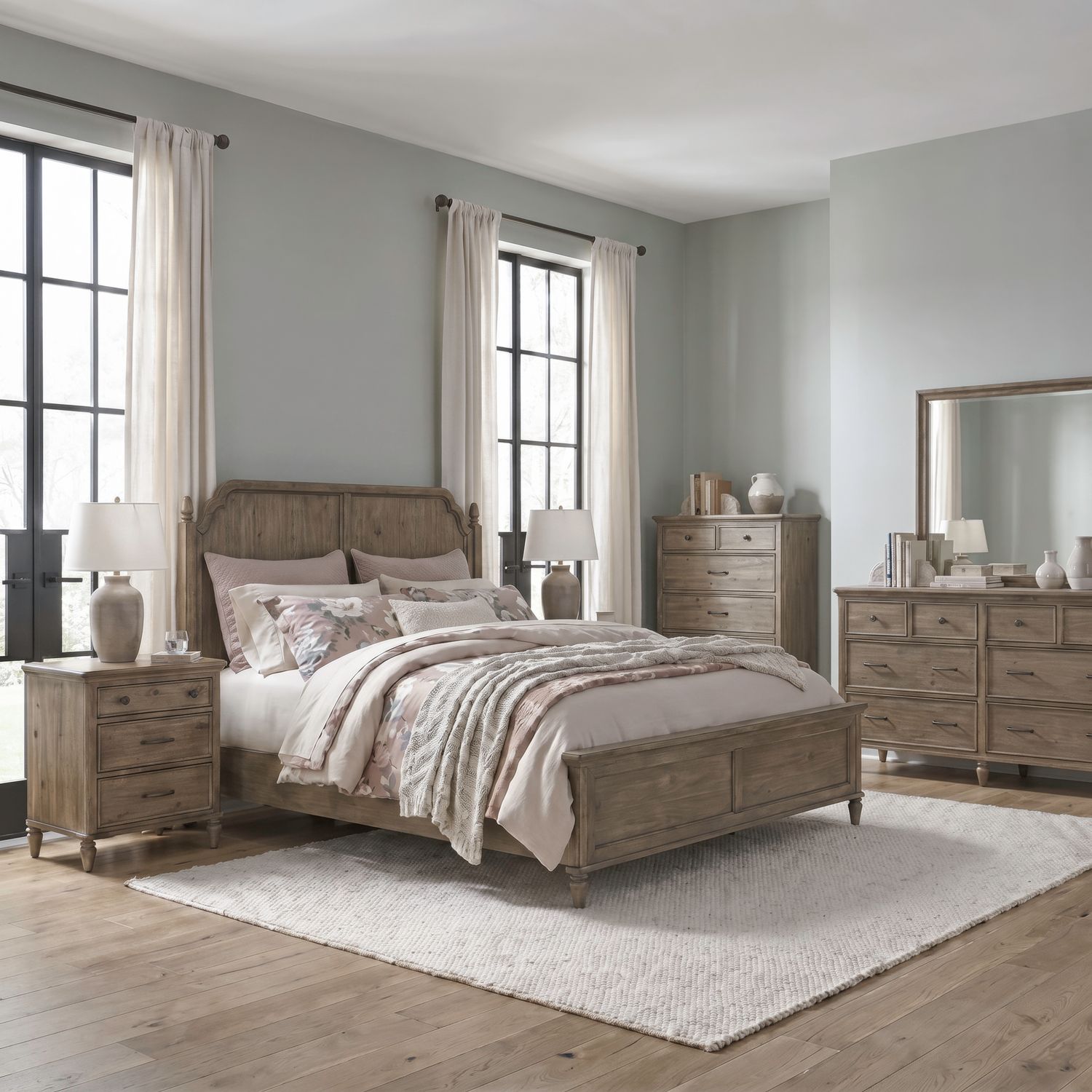 King California Panel Bed, Dresser & Mirror, Chest, Night Stand