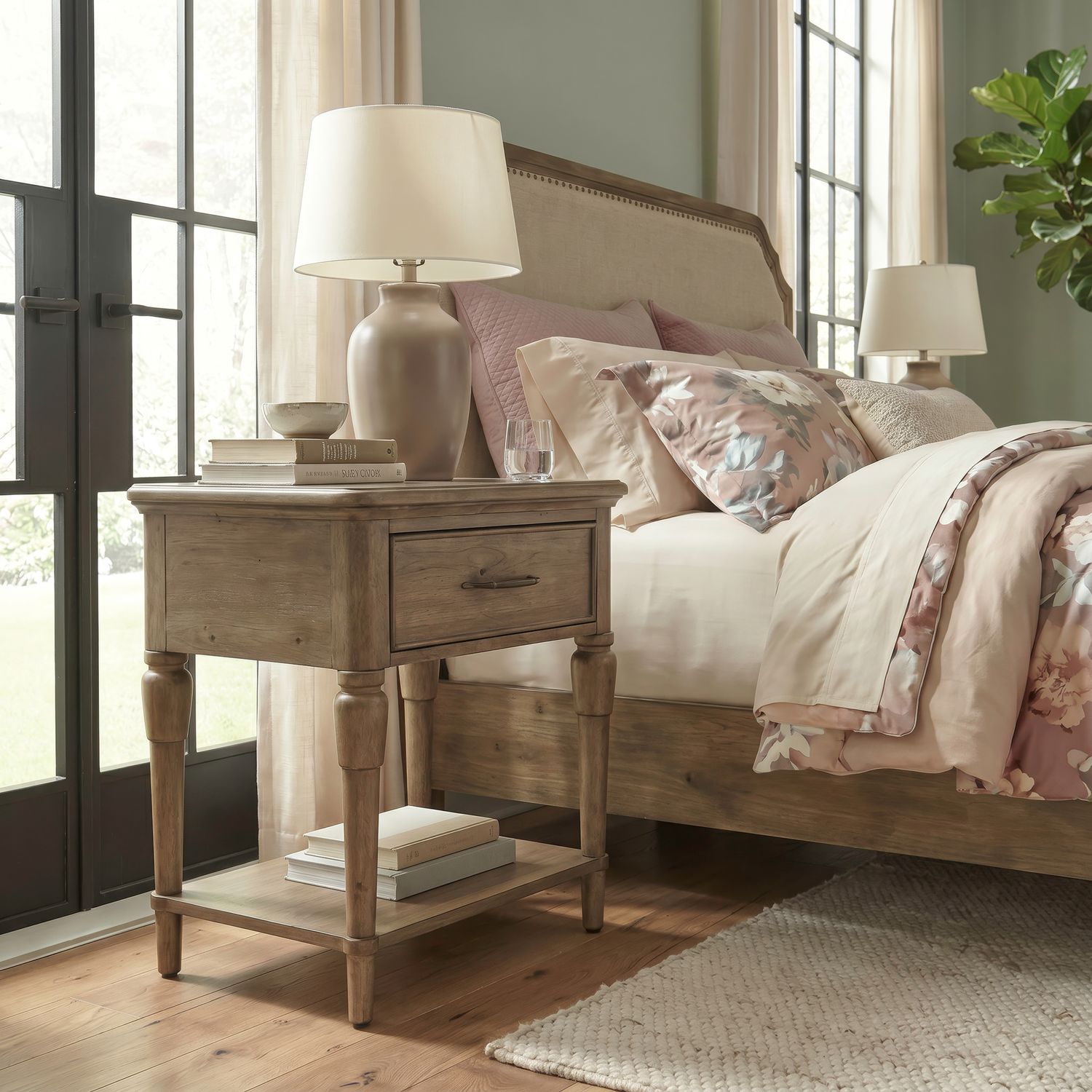 Open Nightstand w/ Charging Station