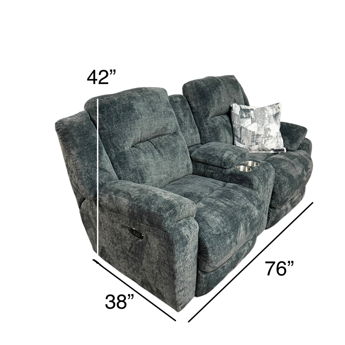 Charcoal Gray Electric Recliner Loveseat