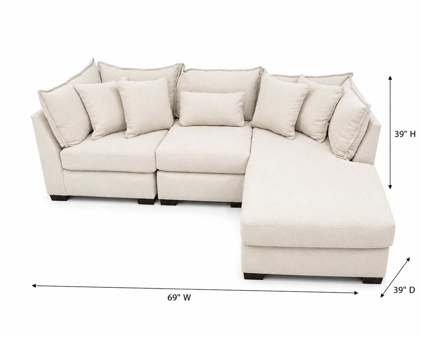 Alina 3 Pc Right Chaise Sectional