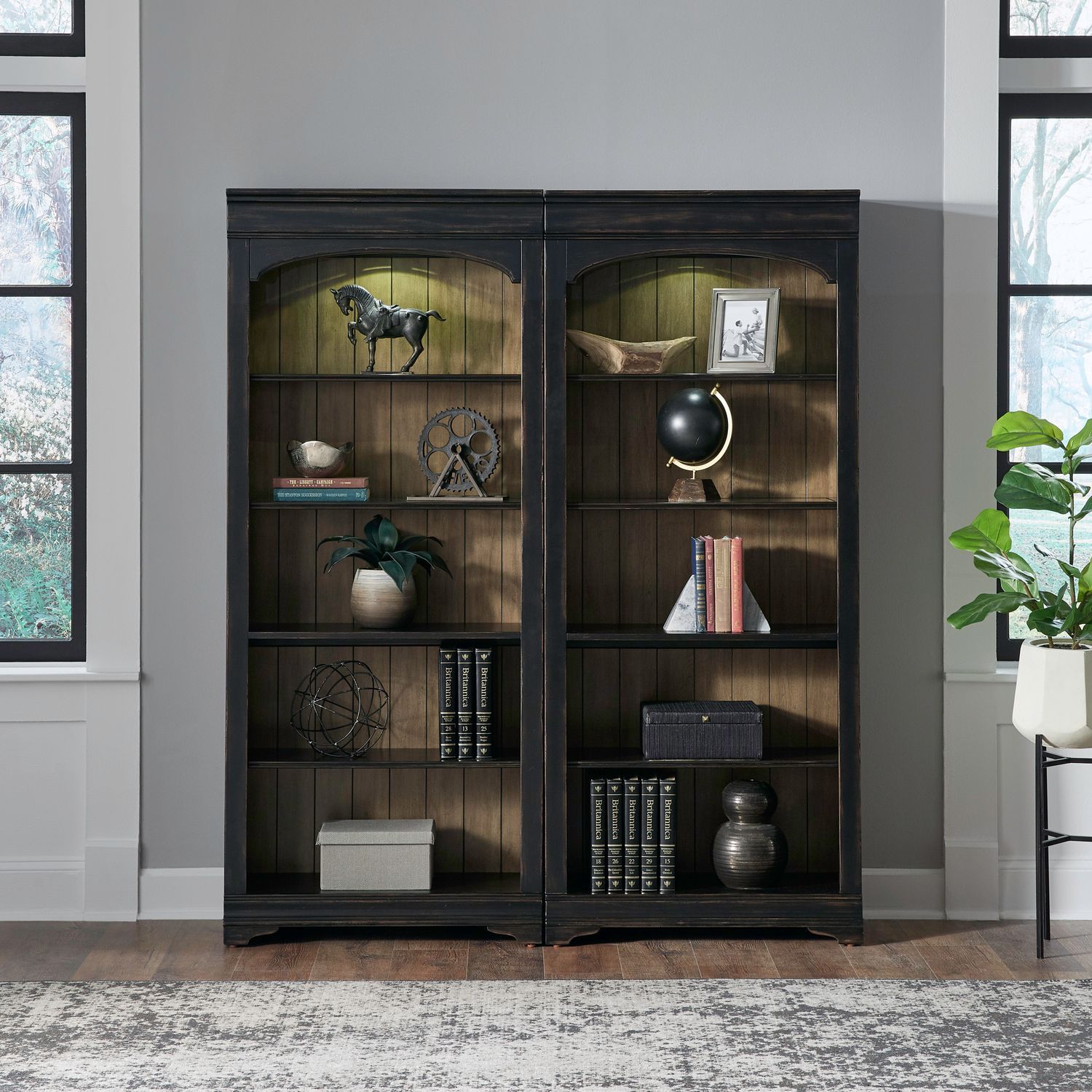 Meritage - Bunching Bookcase (Set of 2) - Aged Charcoal