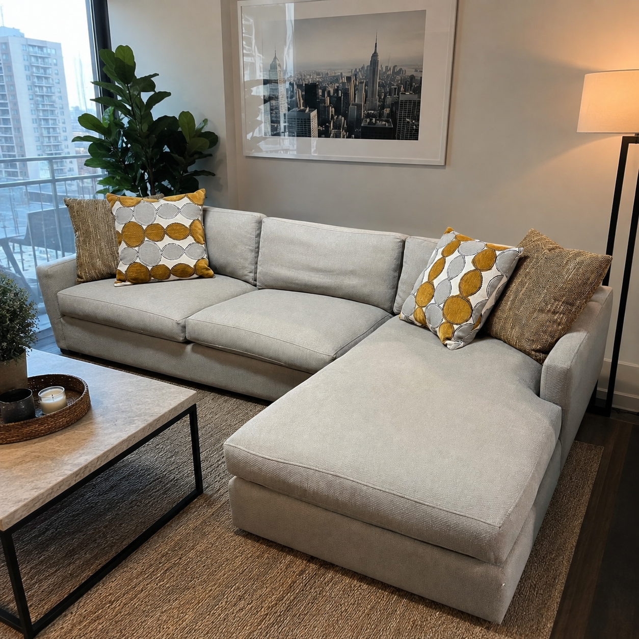 Sectional with RAF Chaise in Gray