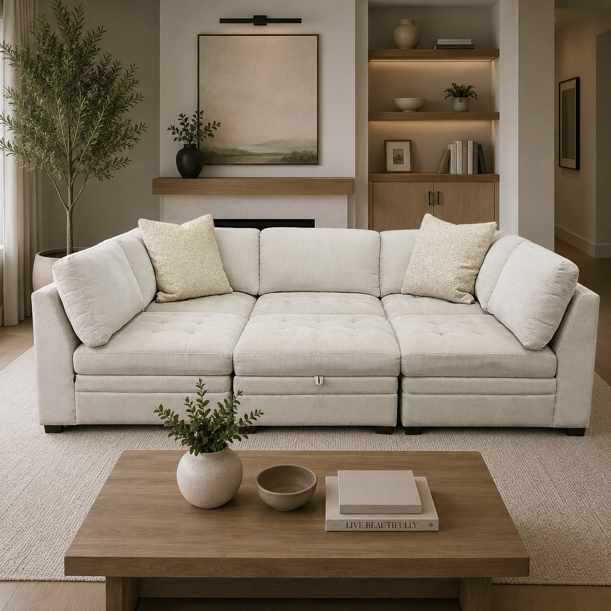 Modular Sectional with storage ottoman