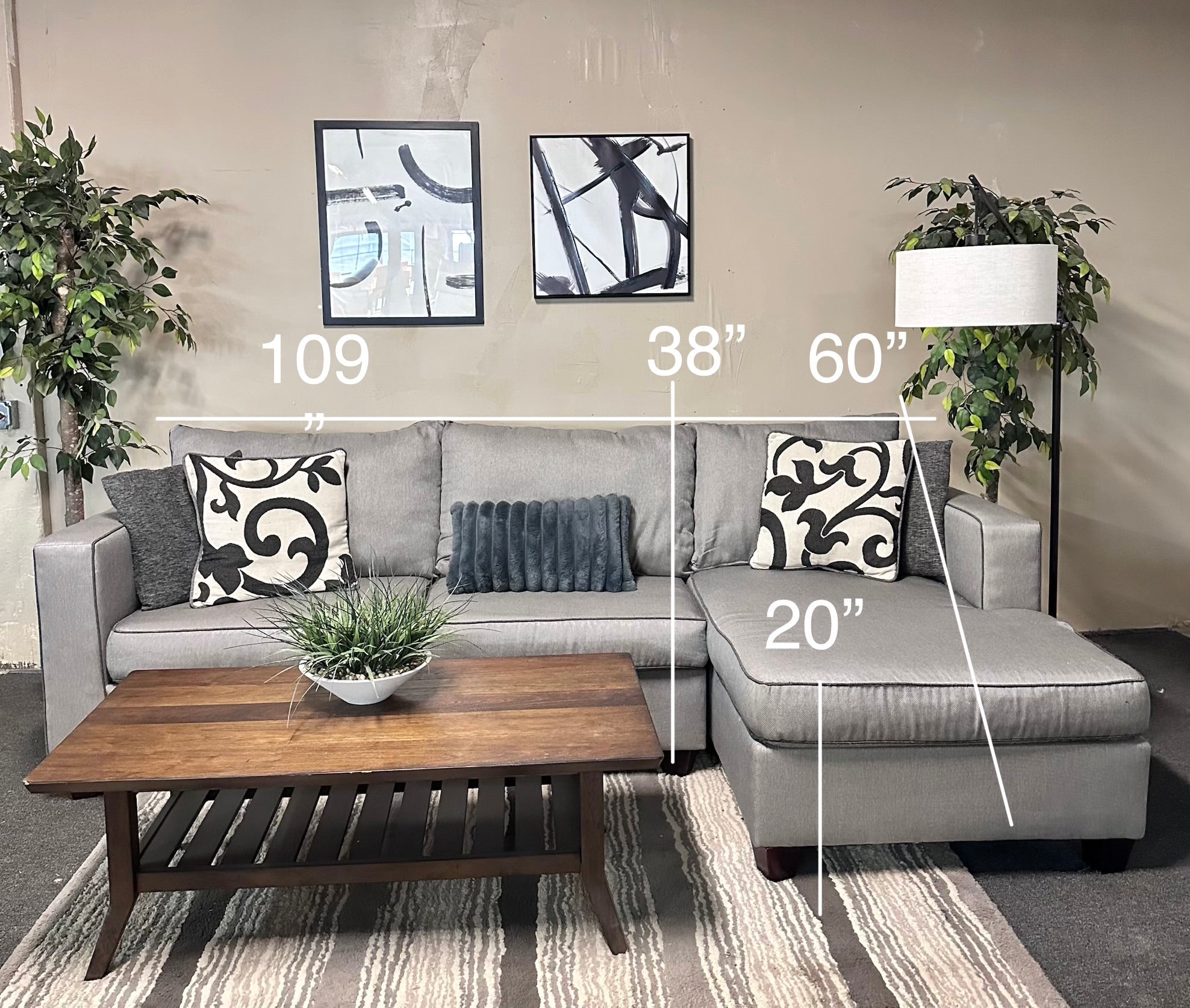 Gray Sectional with Right Chaise