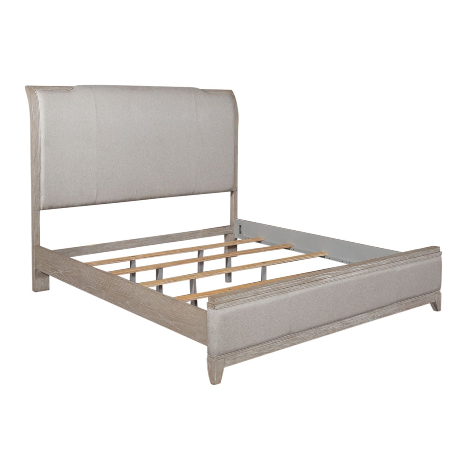 King California Upholstered Bed, Dresser & Mirror, Night Stand