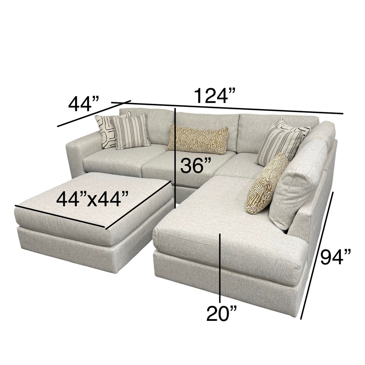 Mason Modular Sectional with RAF Bumper Chaise and Ottoman