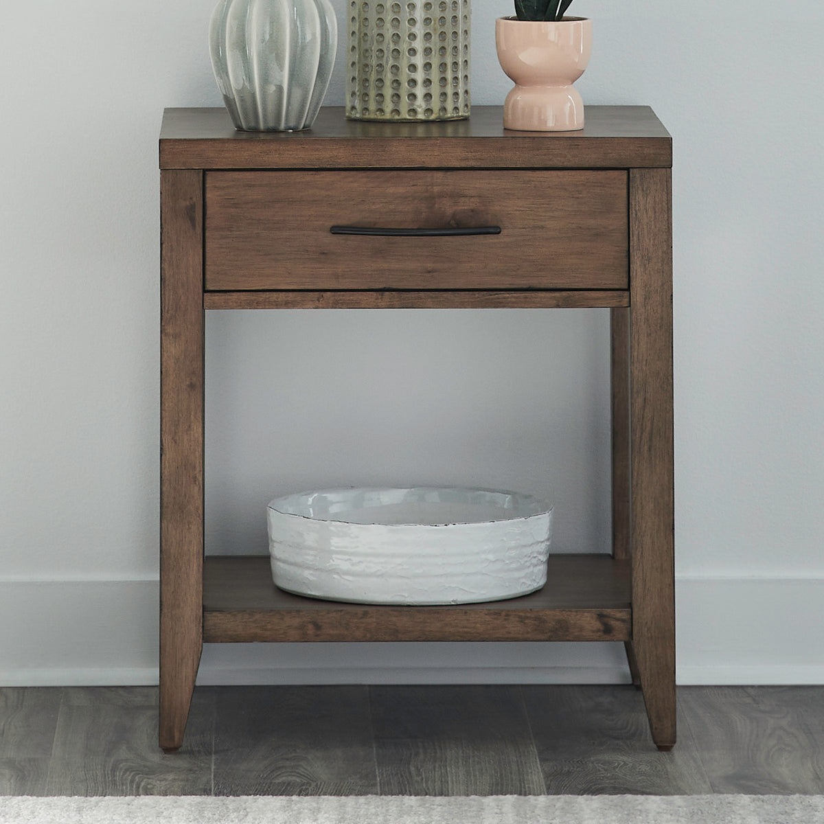 Shaker Lakes Open Nightstand with Charging Station