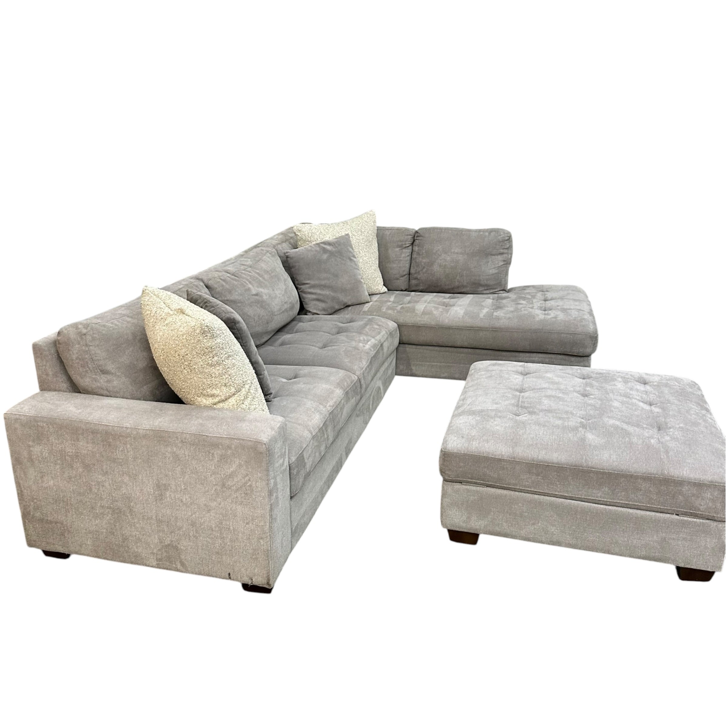 Sectional with RAF Bumper Chaise and Matching Ottoman