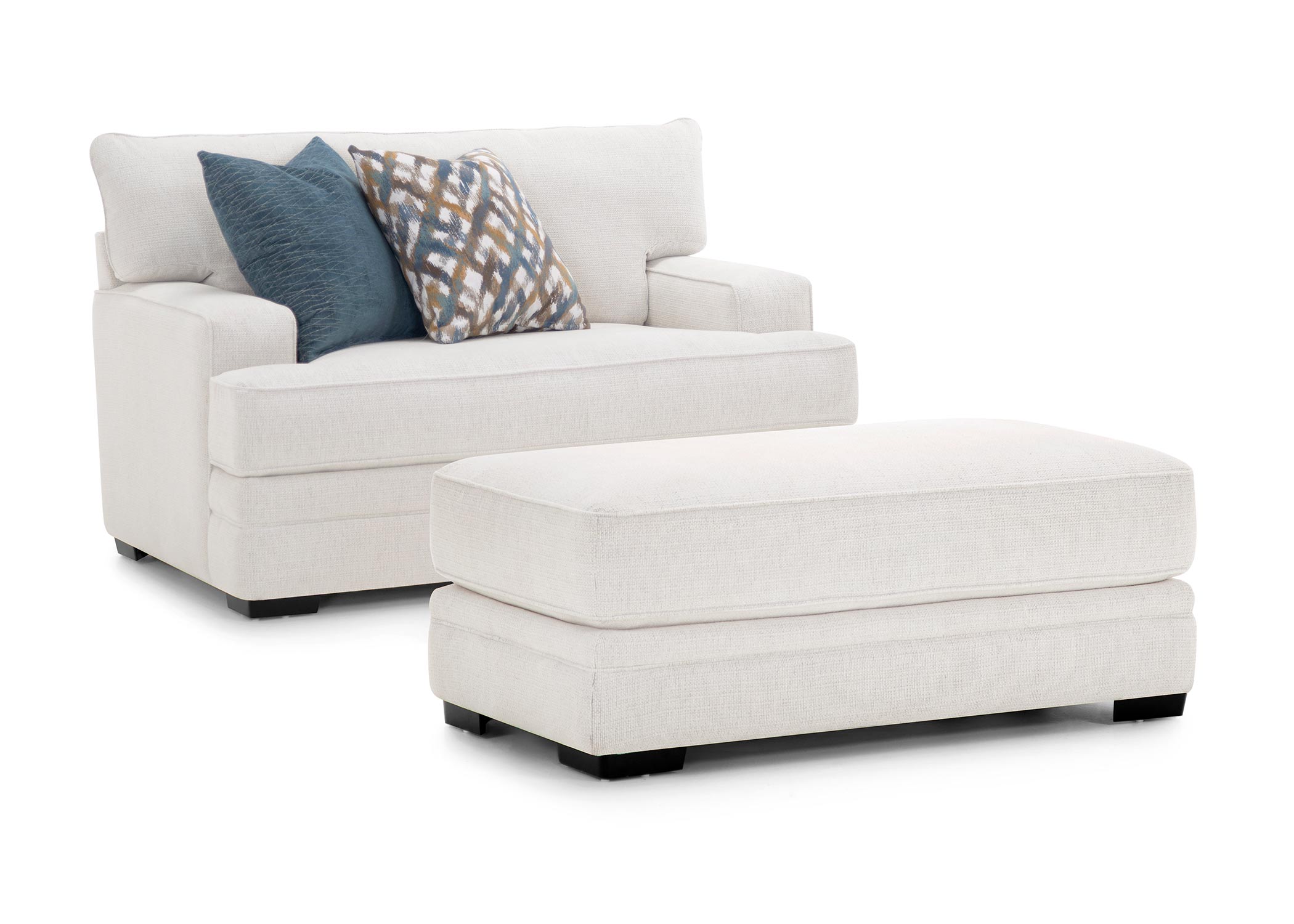 Luna Arm Chair with Ottoman in Cream