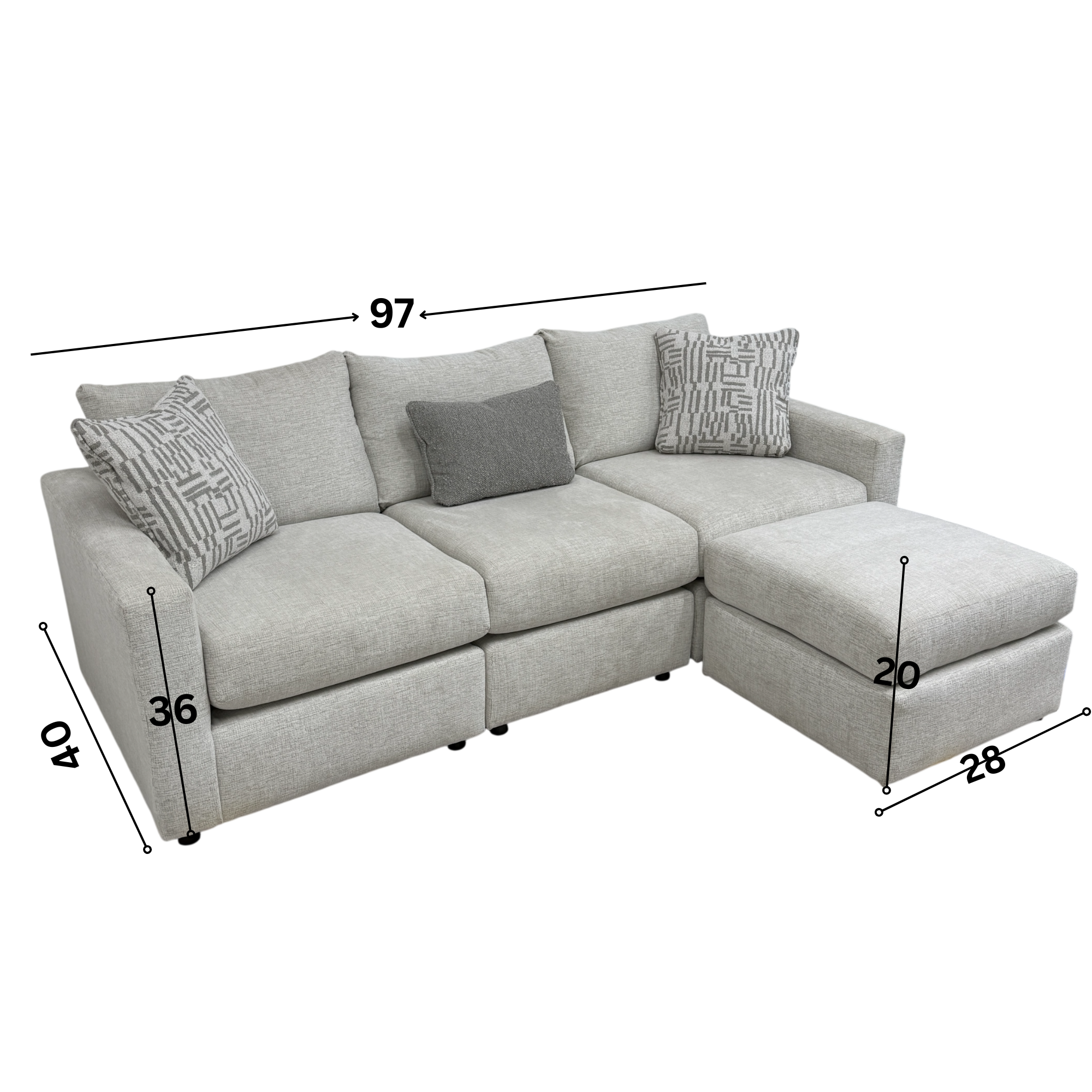 Parker 3 Pc Sofa with Ottoman