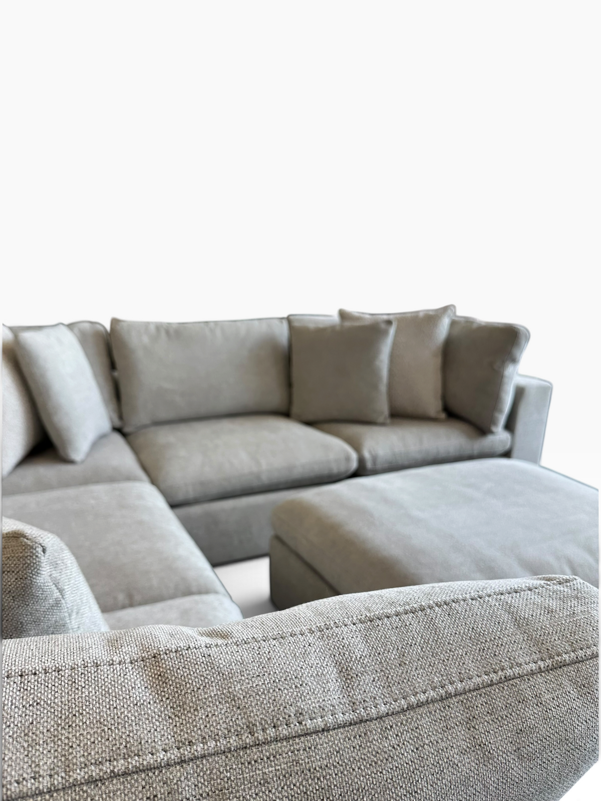 Modular 6 Piece Cloud Sectional with Matching Ottoman in Light Gray