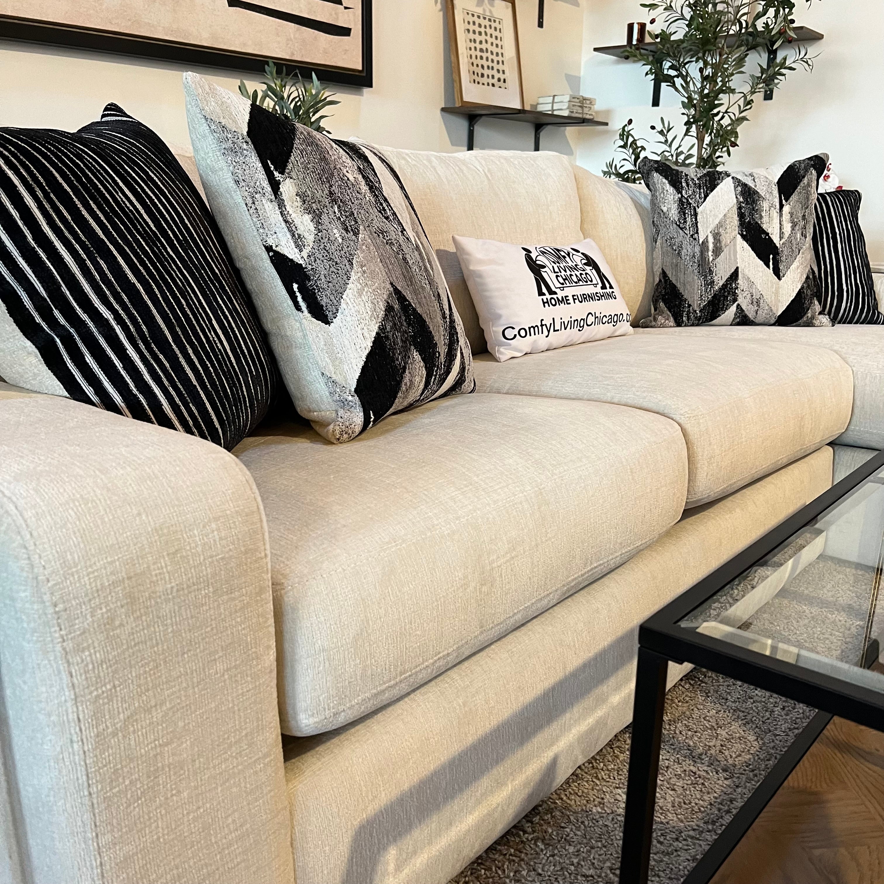 Ellington Cream Two Piece Sectional Sofa with Right Chaise