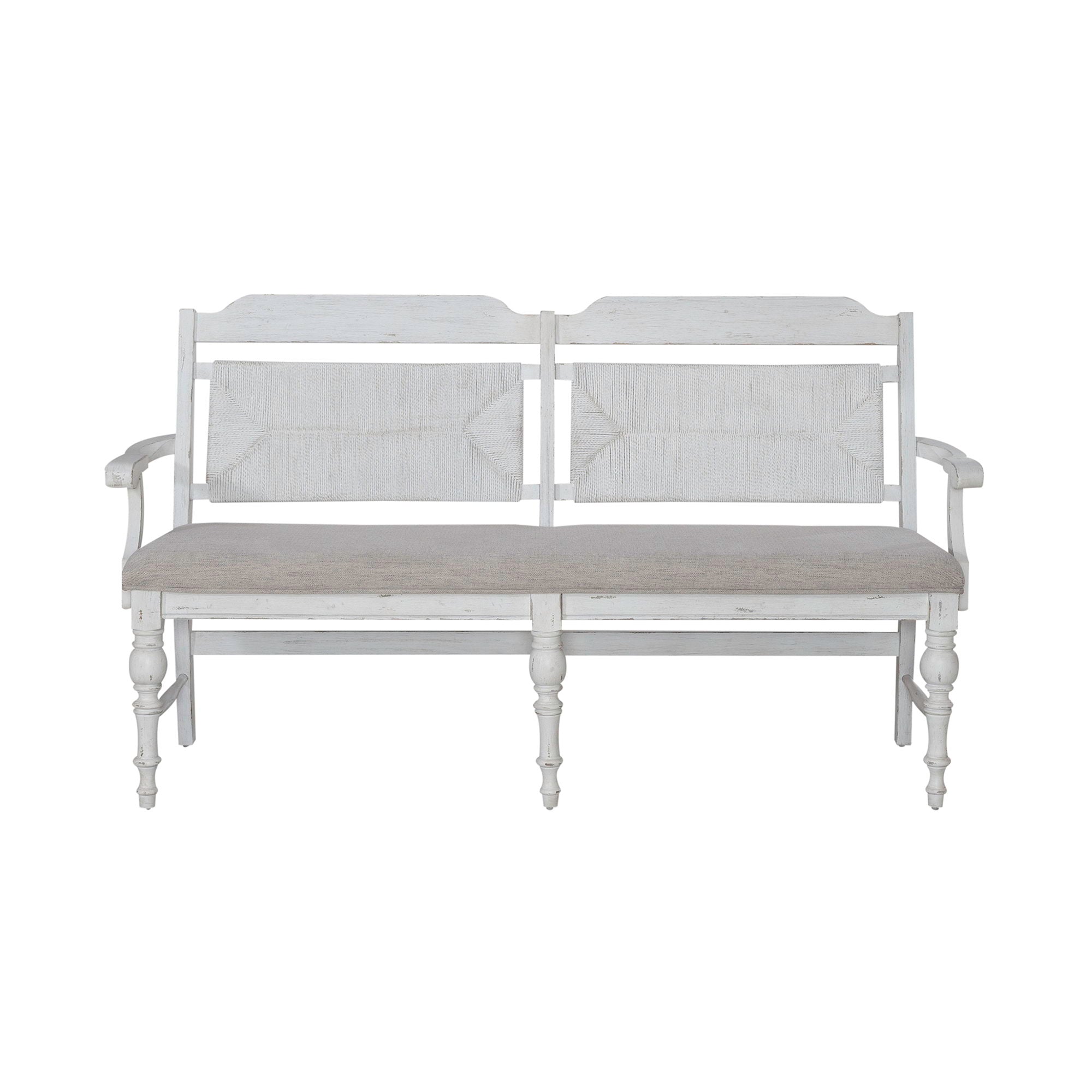 River Place - Panel Back Bench - Riverstone White & Tobacco