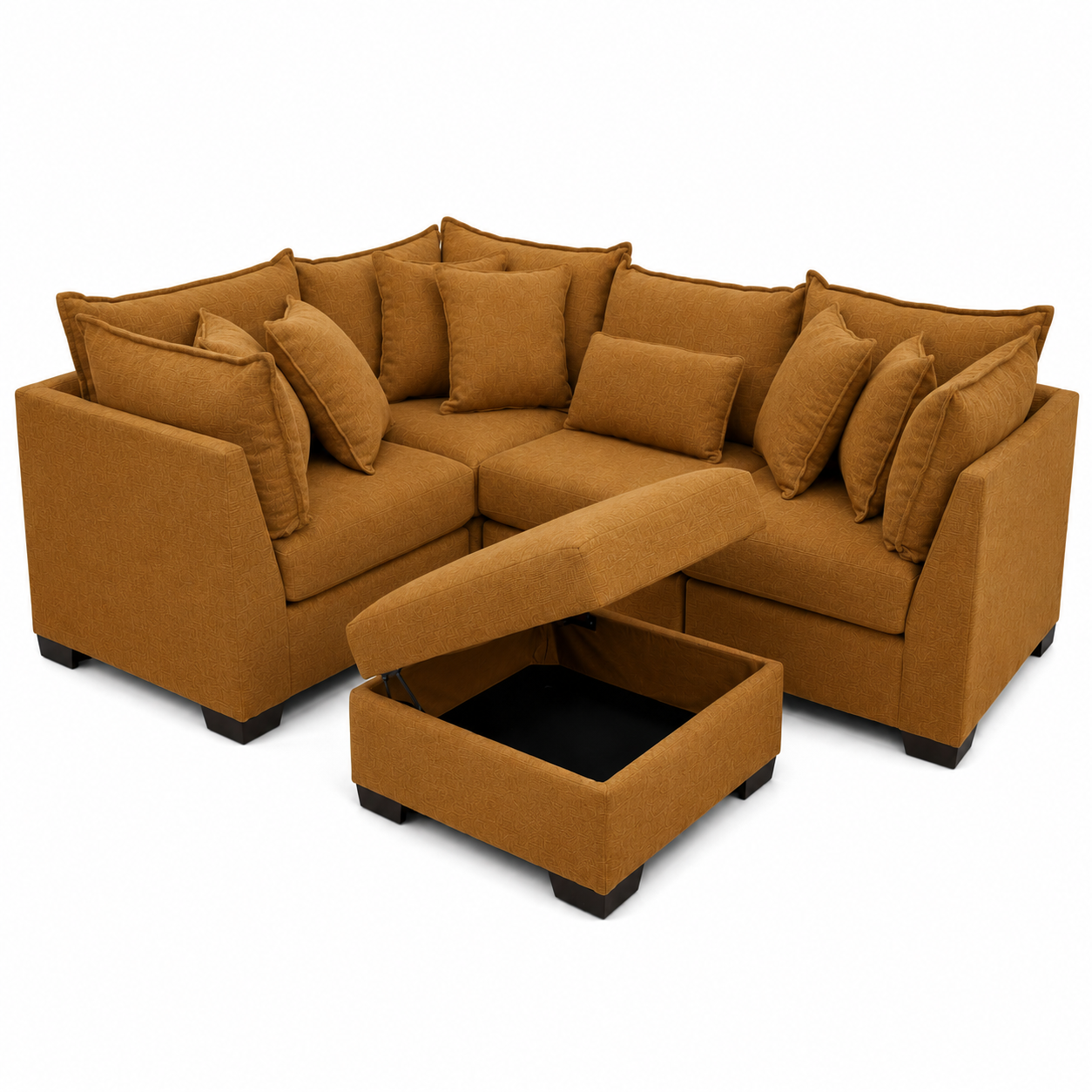 Alina 5 Pc Corner Sectional with Storage Ottoman in Ivory