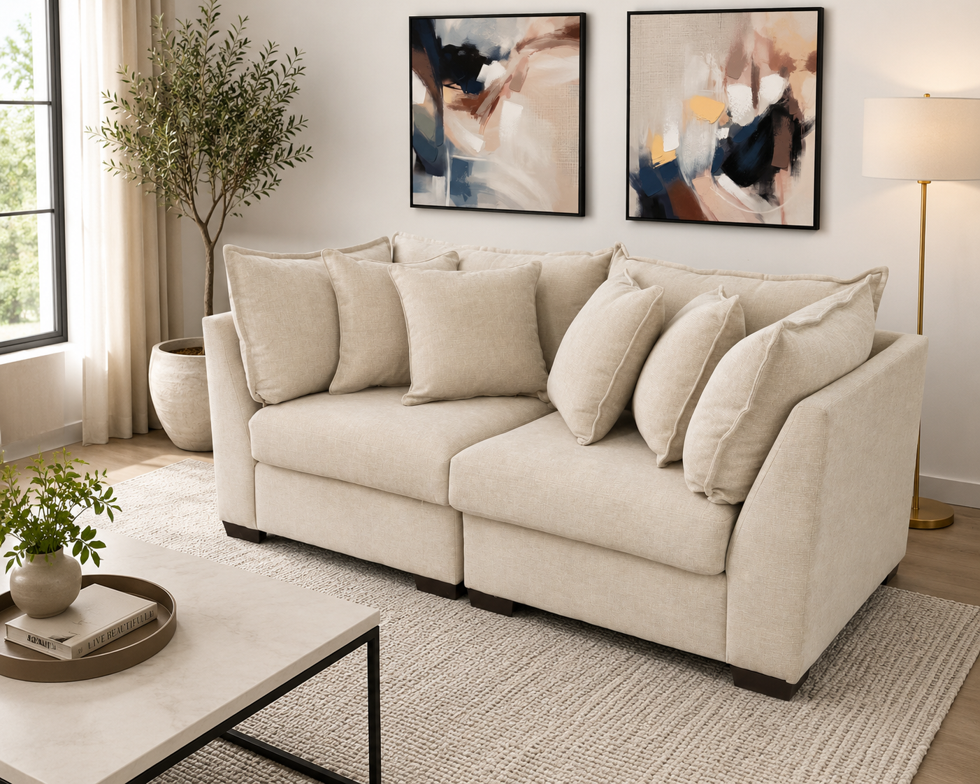 Alina Two Seater Loveseat in Ivory