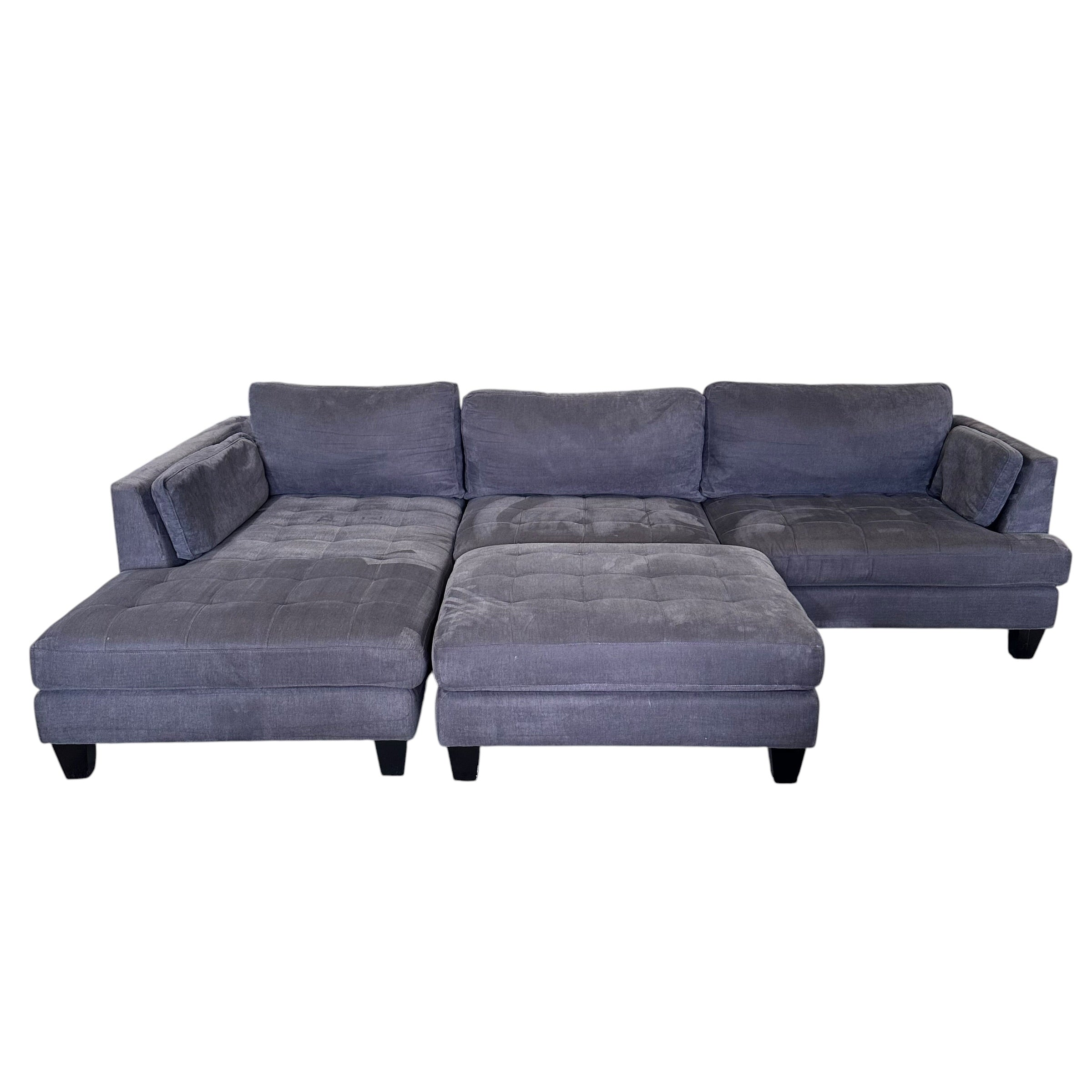 Gray Sectional with Matching Ottoman