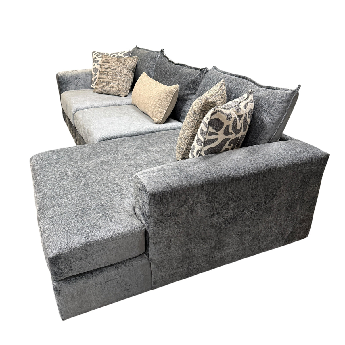Wicker Sectional with RAF Chaise in Scarborough Steel