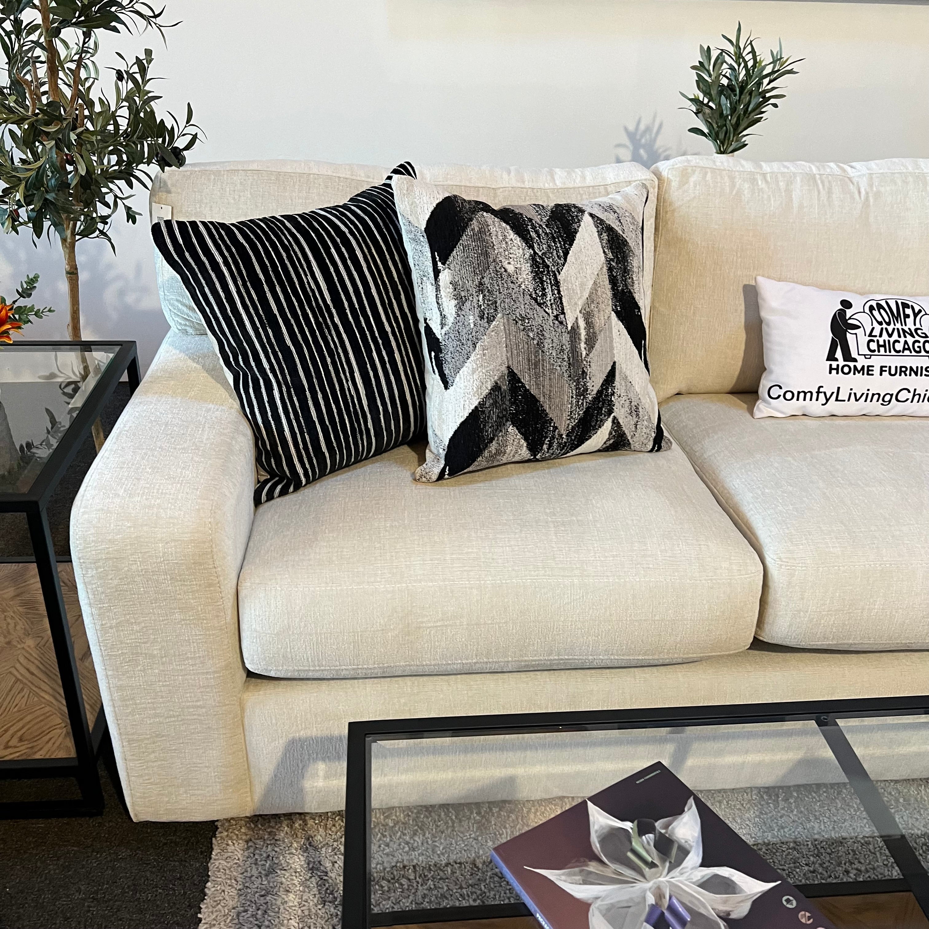 Ellington Cream Two Piece Sectional Sofa with Right Chaise