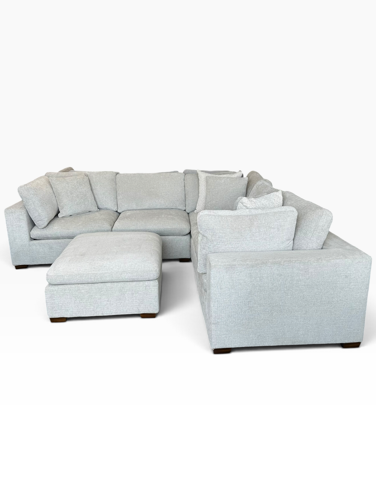 Modular 6 Piece Cloud Sectional with Matching Ottoman in Light Gray