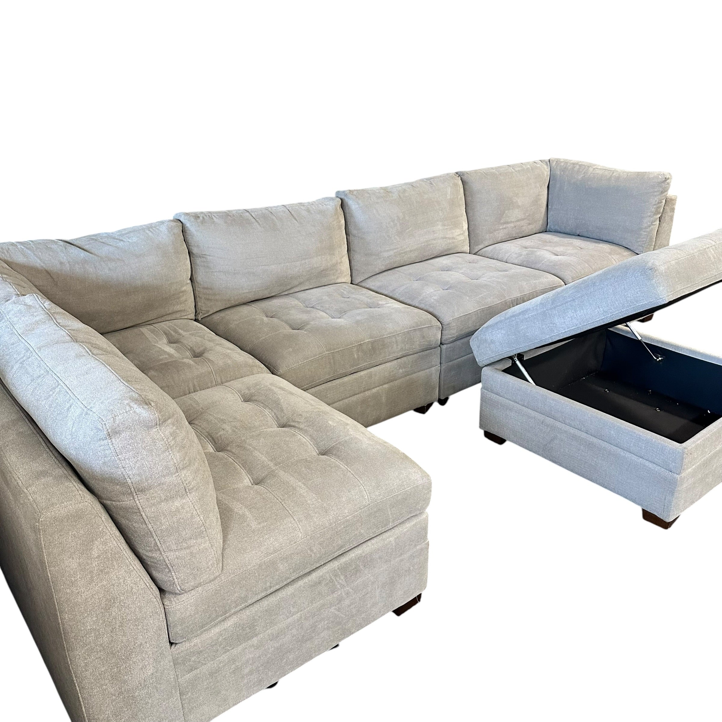 Modular 6 Pc Sectional with Matching Storage Ottoman