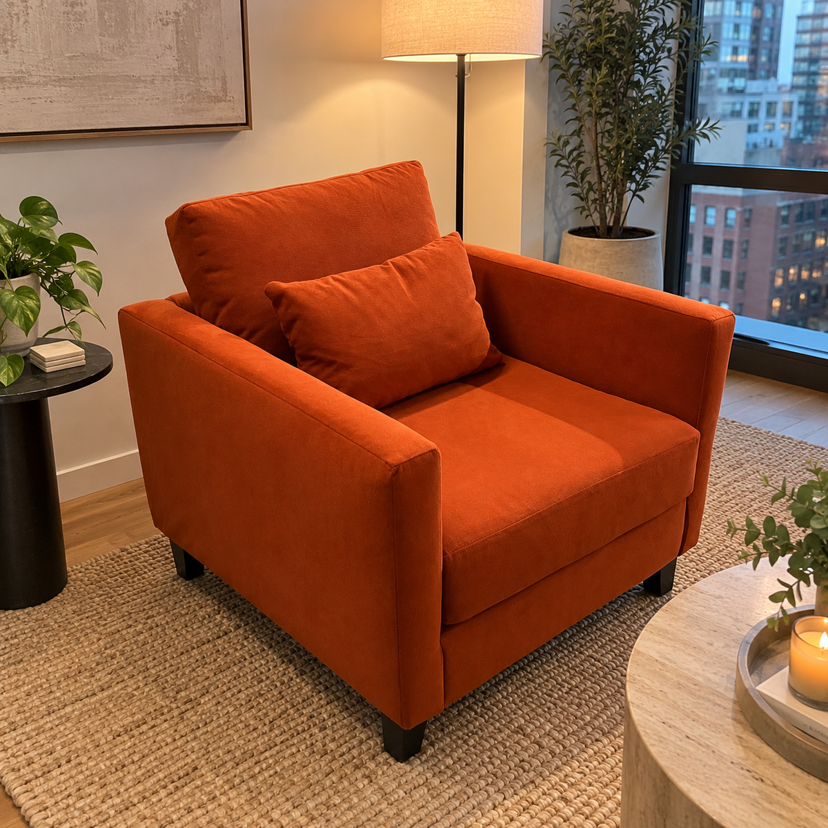 Orange Living Room Accent Chair