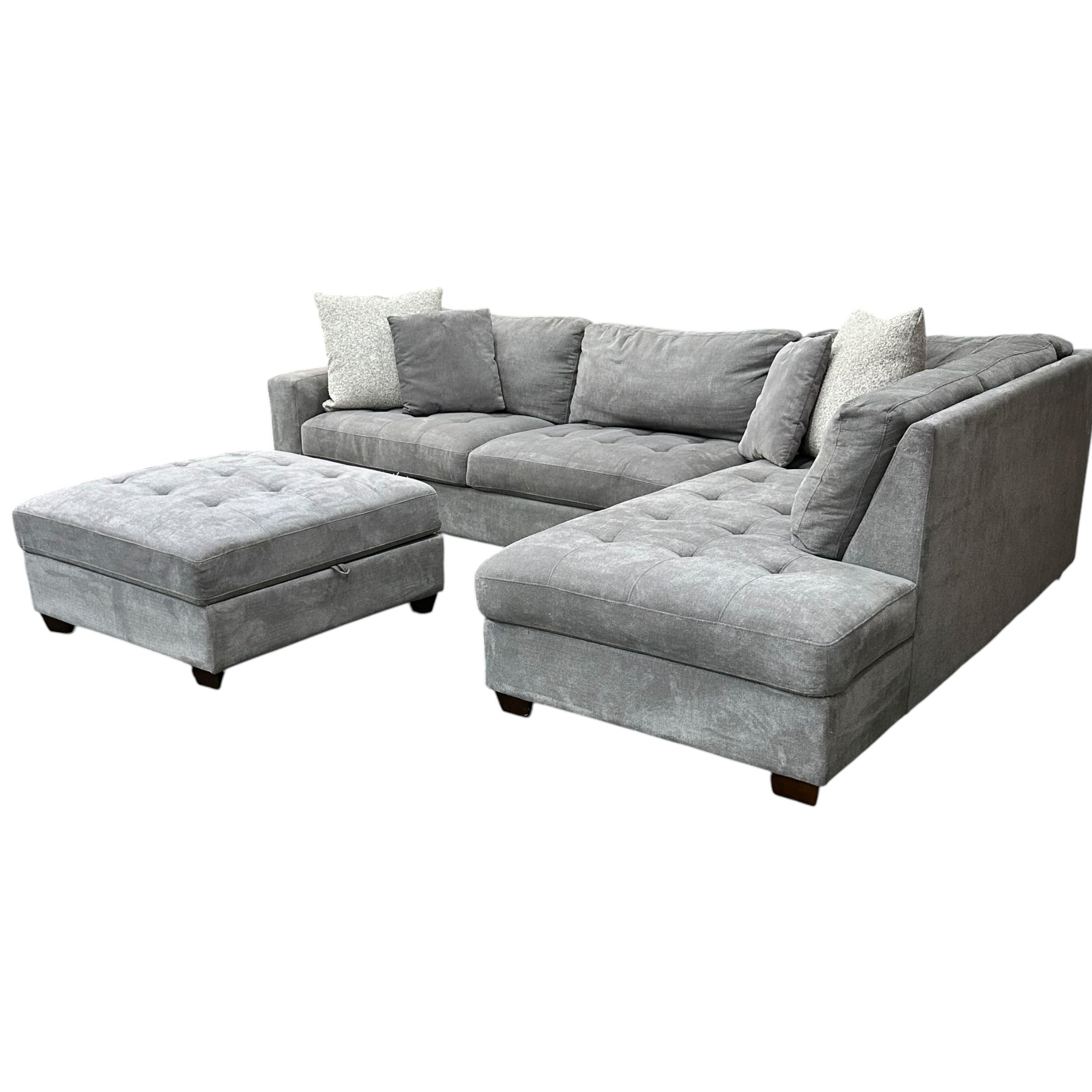 Sectional with RAF Bumper Chaise and Matching Ottoman