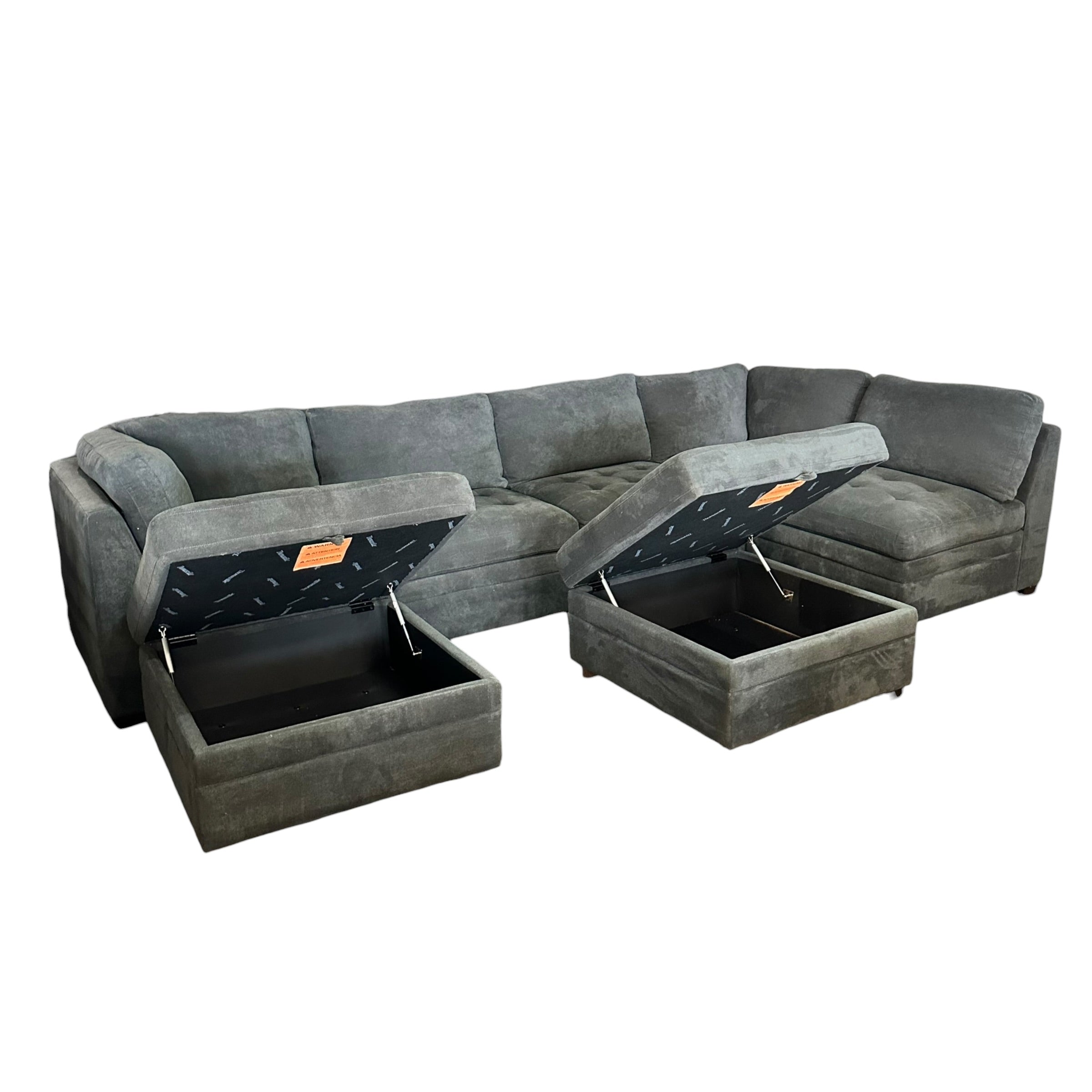 Modular 7 Piece Sectional with Two Ottomans