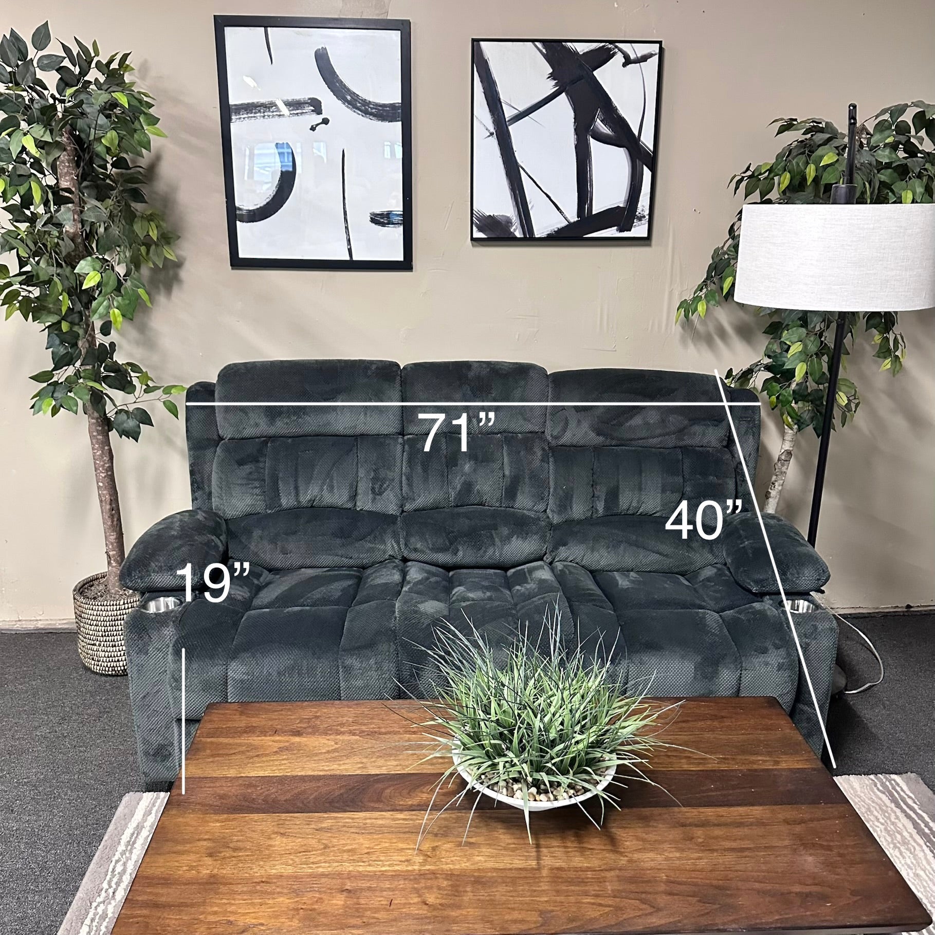 Recliner Sofa Charcoal Gray
