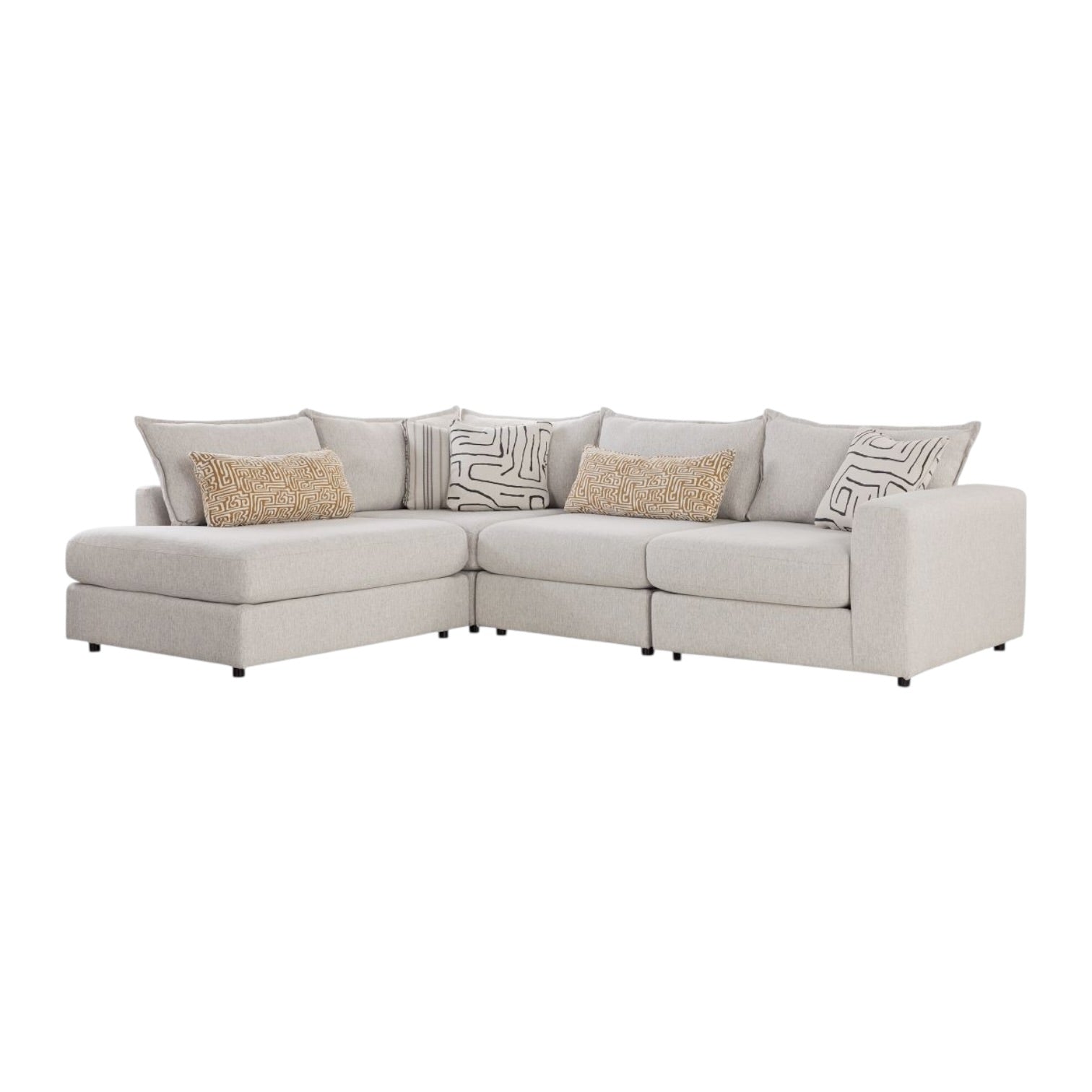 Summit Modular 4 Piece Sectional with Left Arm Facing Bumper Chaise