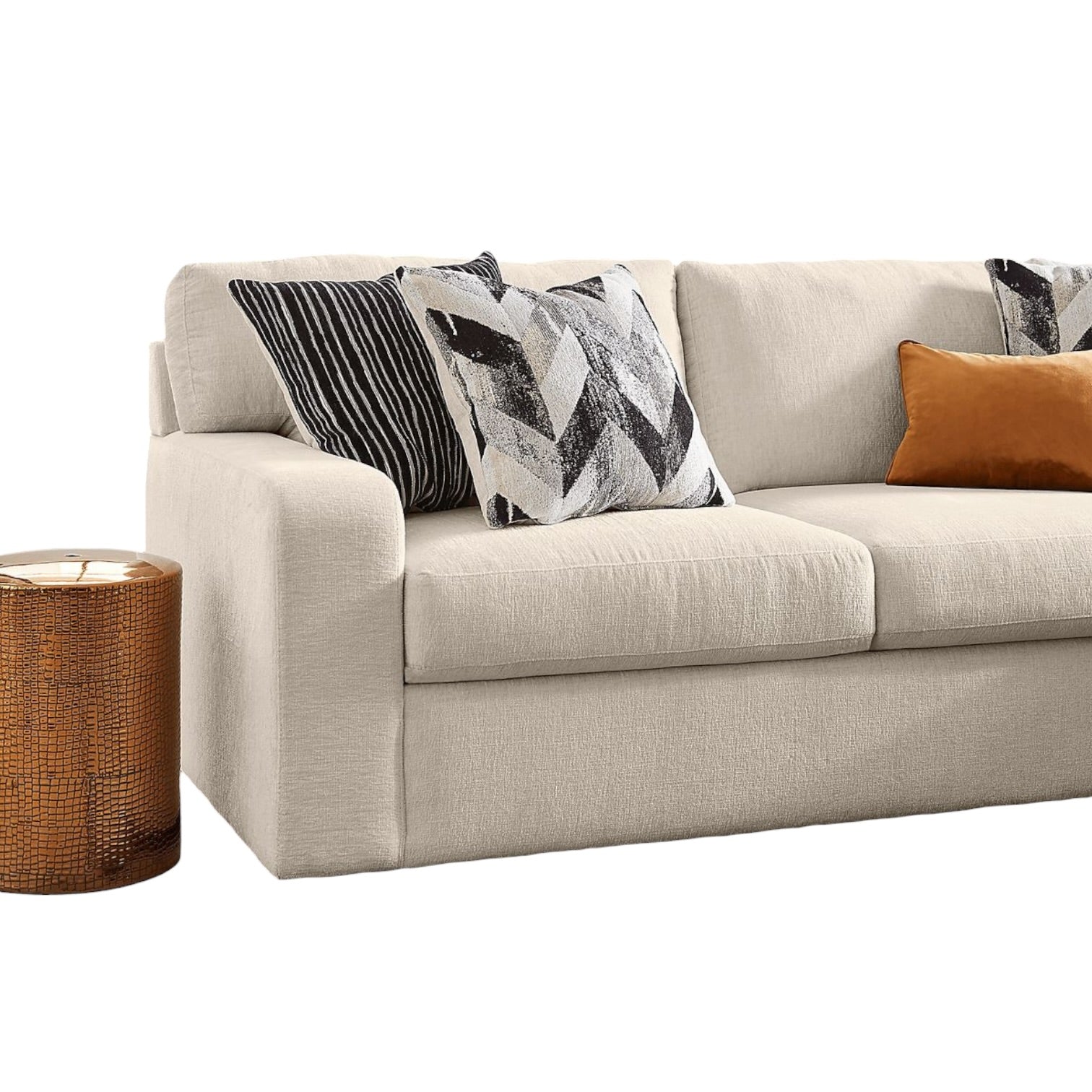 Ellington Sectional with Right Facing Chaise in Cream