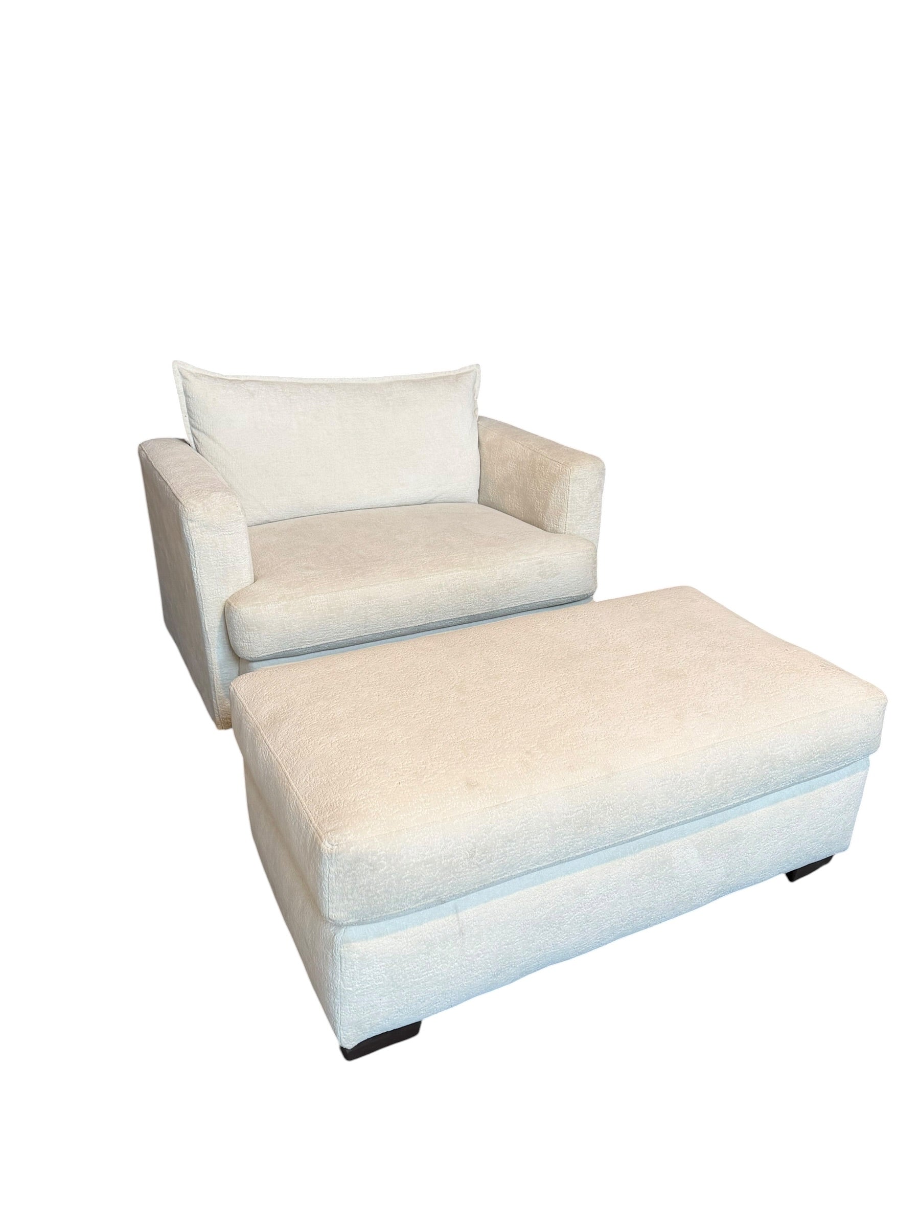 Talia Chair and Ottoman in Cream