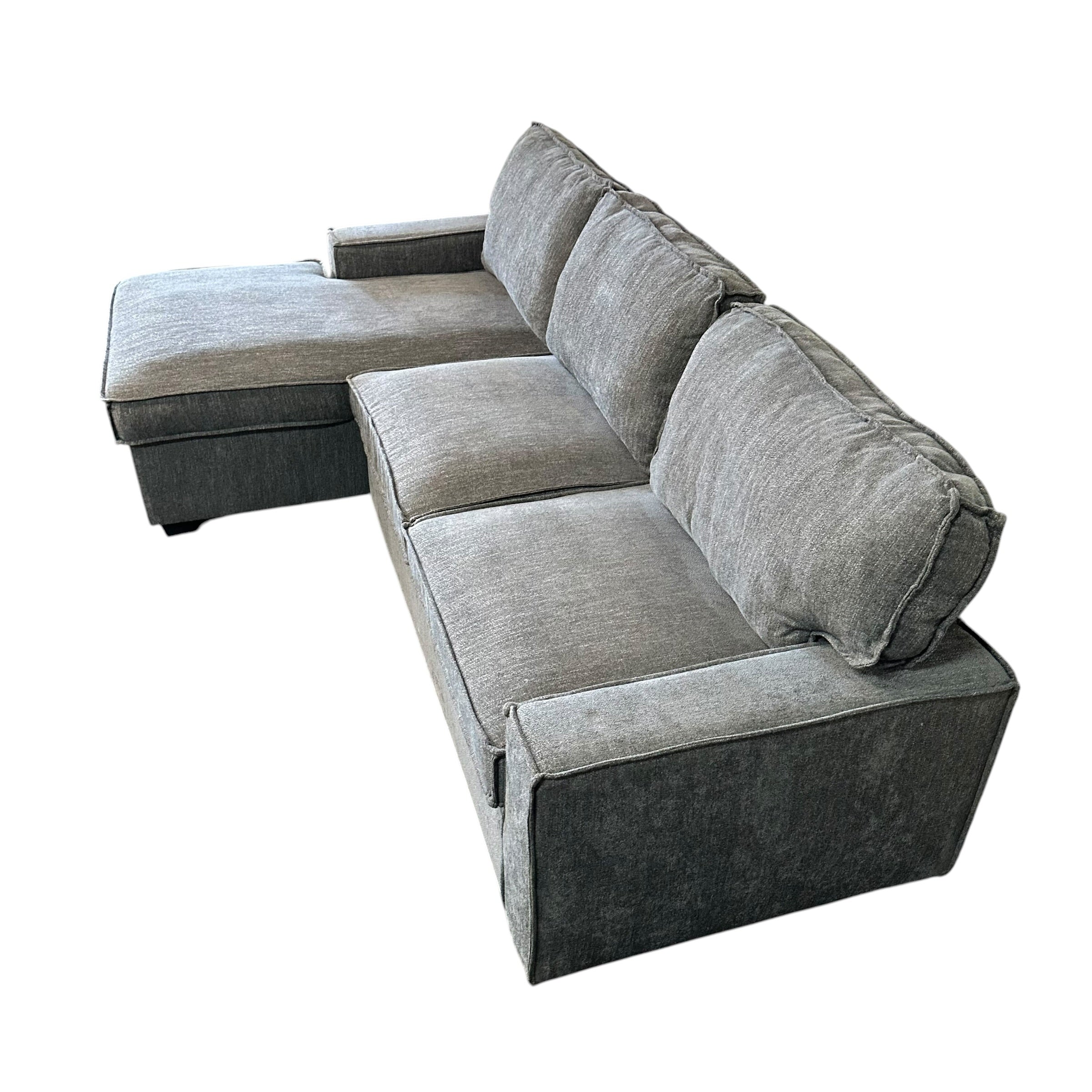 Sectional Sofa with Storage Chaise and Pop-Out Sleeper in Gray