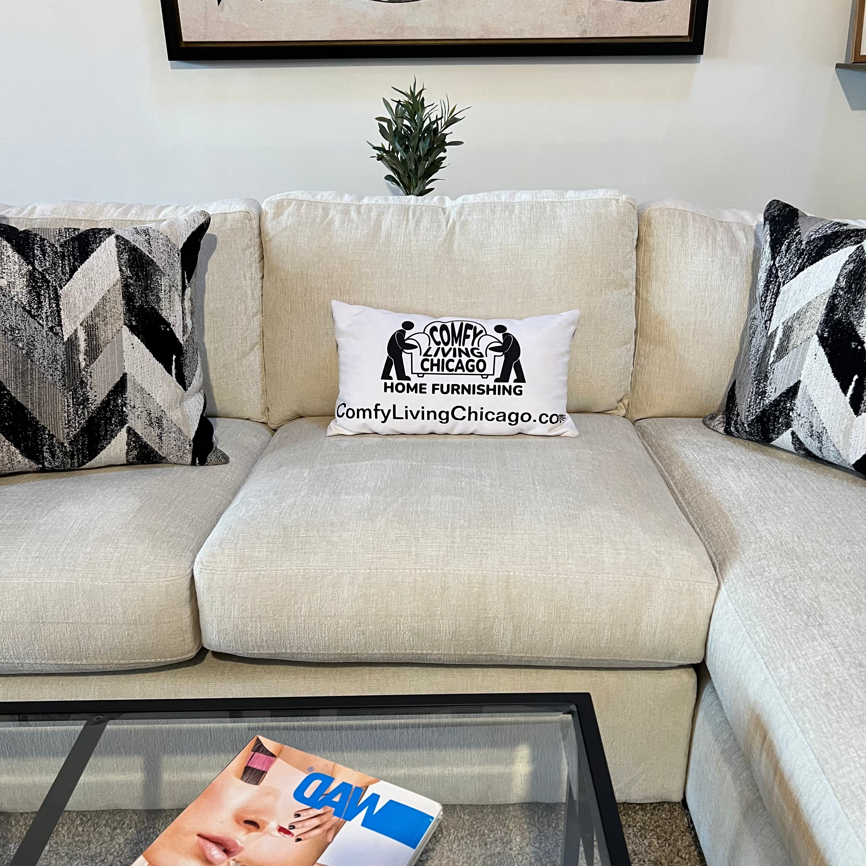 Ellington Cream Two Piece Sectional Sofa with Right Chaise