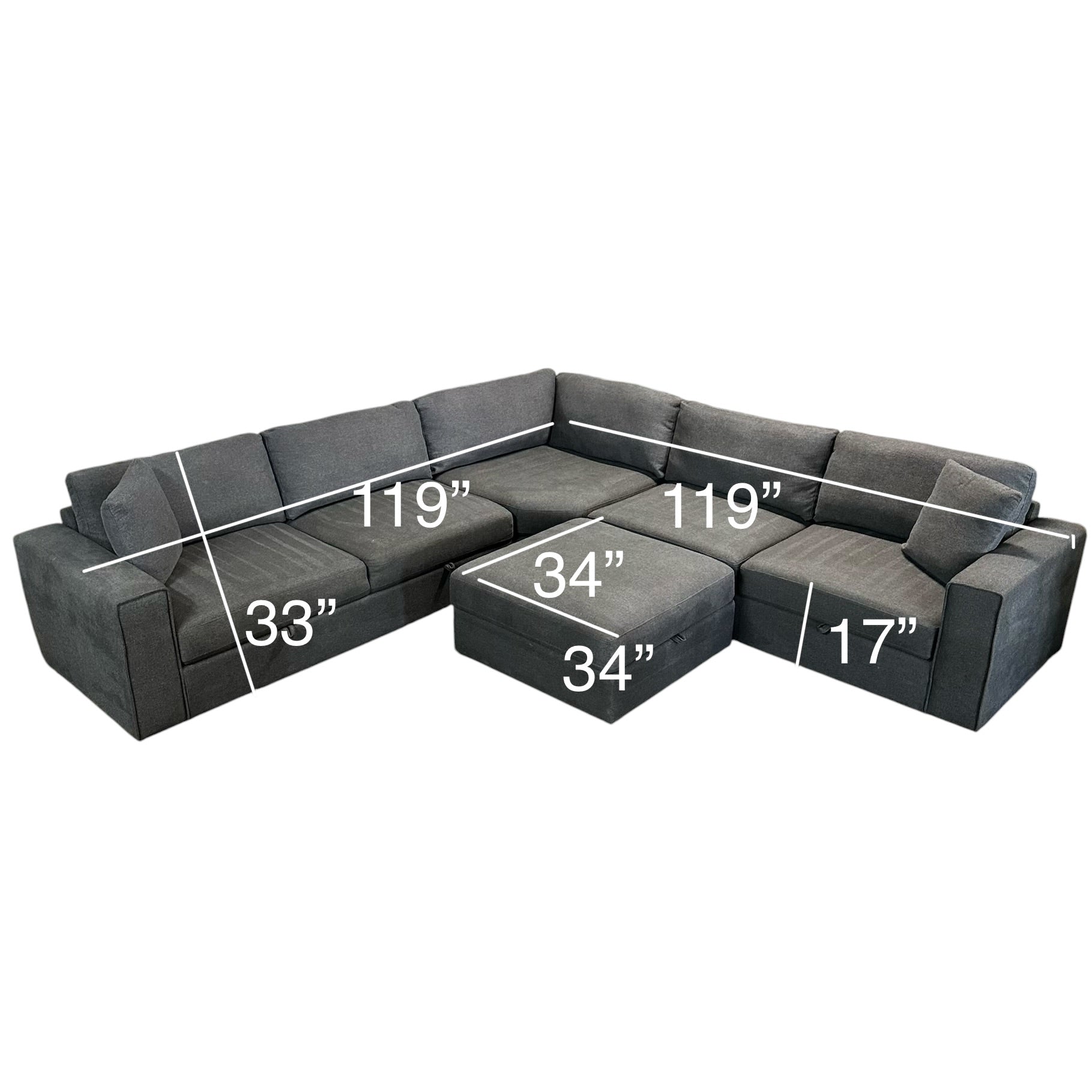 Corner Sectional with Storage in Navy Blue