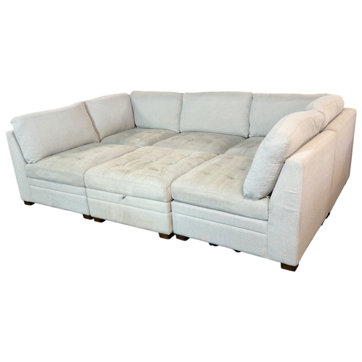 Tufted Modular 6 Pc Sectional with Storage Ottoman